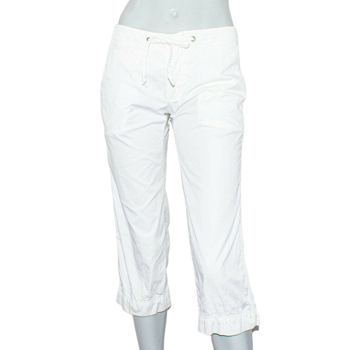 Nili Lotan NILI LOTAN Women's Cropped Drawstring Pants White Cotton Size 28" / US 6 / IT 42 - 2 Thumbnail