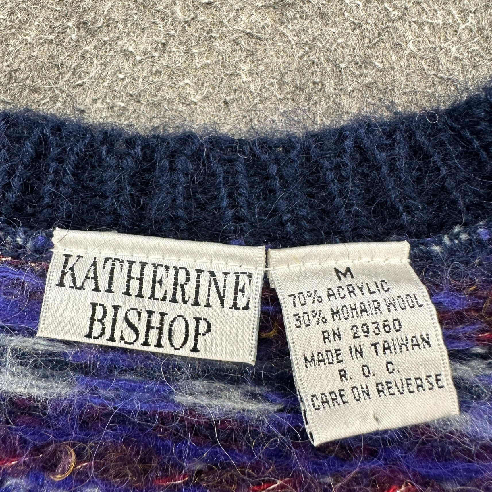 Vintage VINTAGE Katherine Bishop Sweater Women M Purple V Neck Wool Mohair Fair Isle 90s Women Size M / US 6-8 / IT 42-44 - 4 Thumbnail