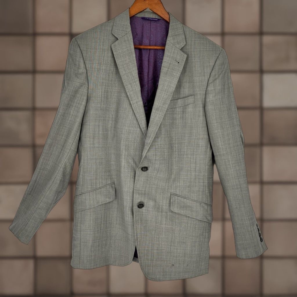 Ted Baker Ted Baker London Endurance Gray Wool Blazer Mens 42L Solid Jacket Size 42R - 1 Thumbnail
