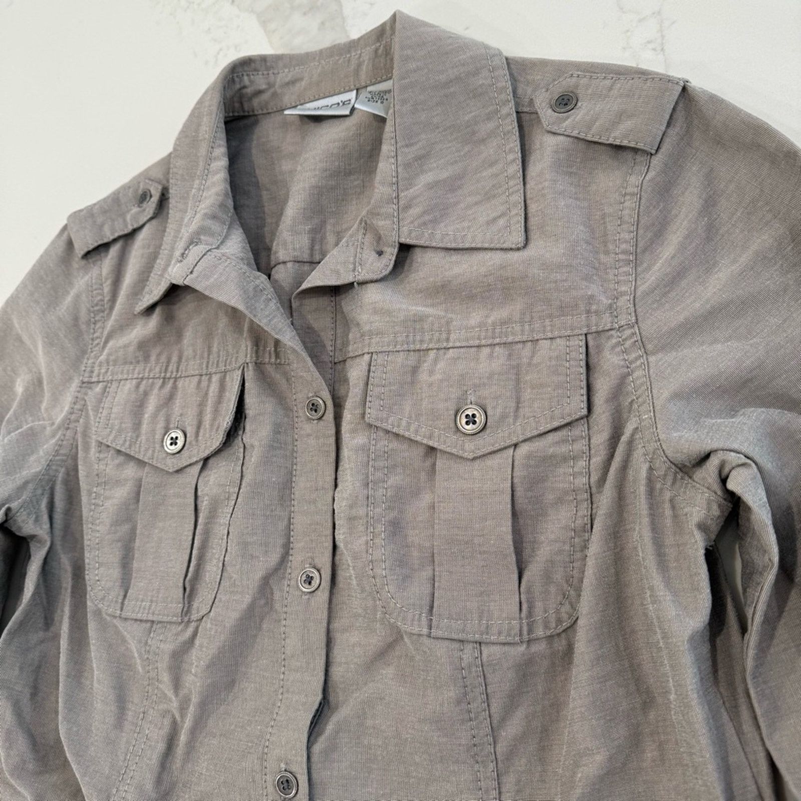 Chicos Vintage Chicos LinenBlend Military Style Jacket Womens Small Size S / US 4 / IT 40 - 5 Thumbnail