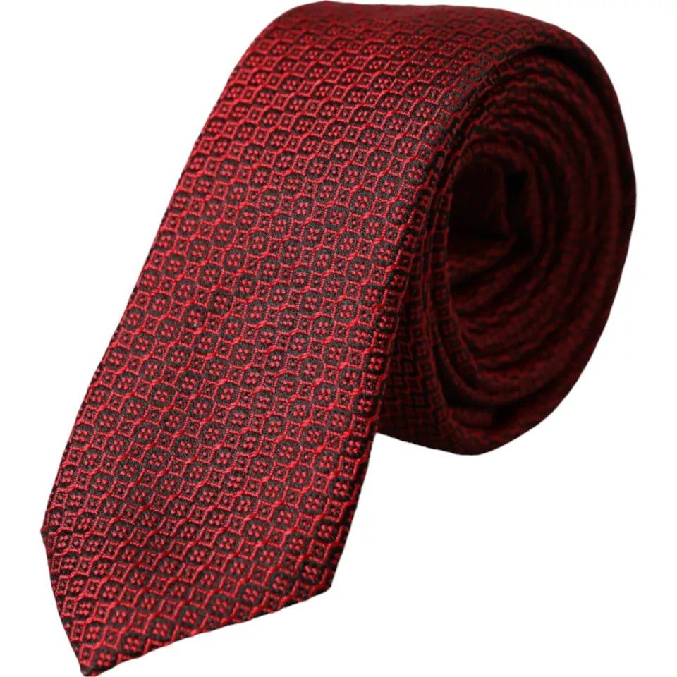 Dolce & Gabbana Red Patterned 100% Silk Adjustable Men Men's Tie Size ONE SIZE - 1 Thumbnail