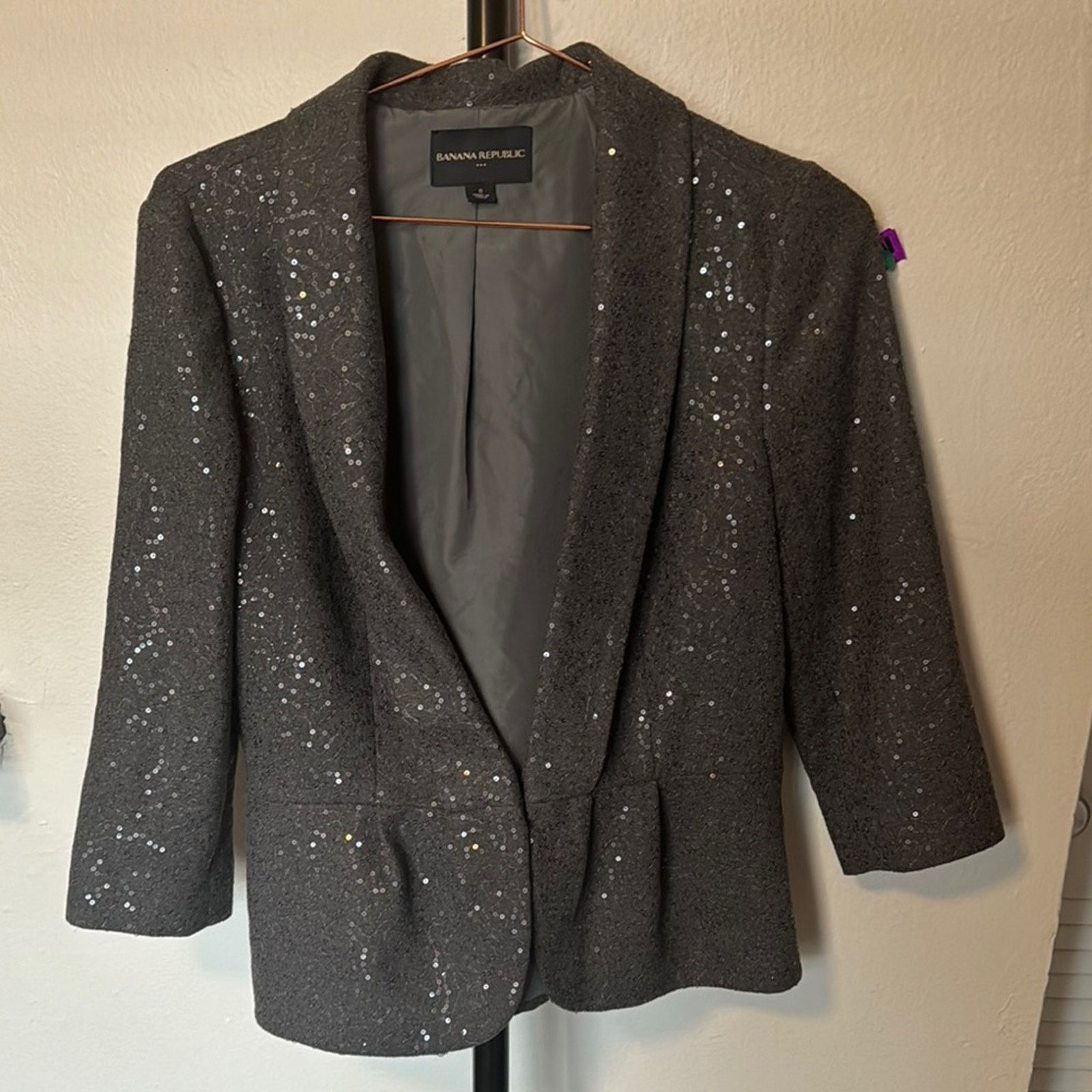 Banana Republic Banana Republic Gray Sequin Women's Blazer Size M / US 6-8 / IT 42-44 - 1 Preview