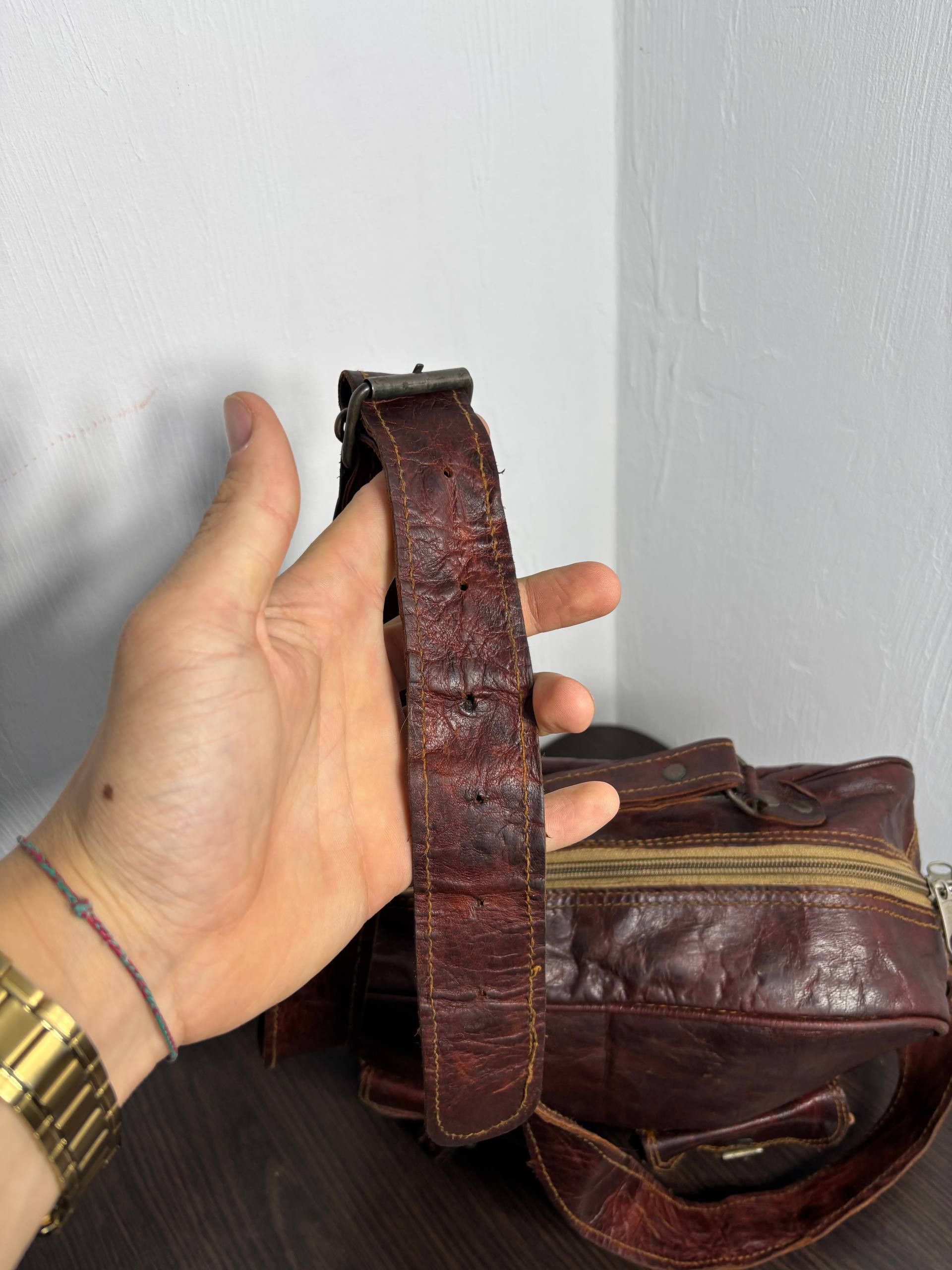 Diesel Diesel style Avant Garde Leather Distressed VTG Bag Size ONE SIZE - 16 Thumbnail