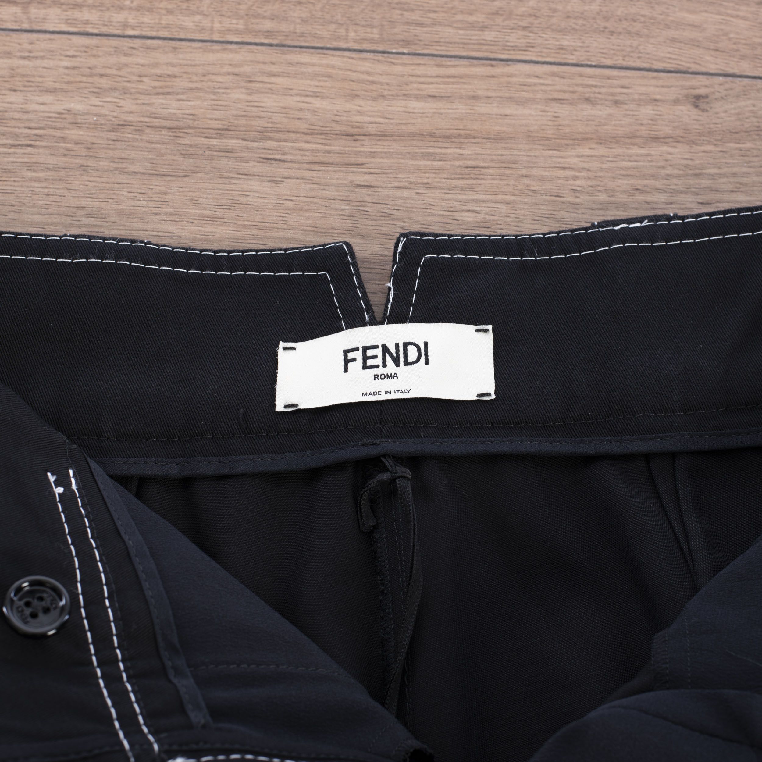 Fendi Pants In Black Cotton With Contrasting Stitch Detailing Size 27" / US 4 / IT 40 - 9 Thumbnail