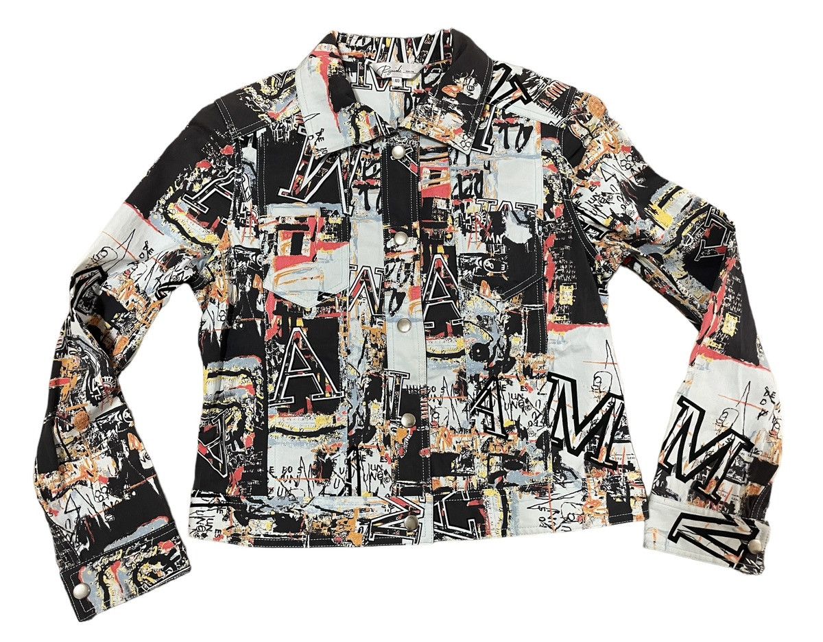 Designer × Jean-Michel Basquiat × Vintage Vtg Designer by Jean Micheal Bisquat Crooped Denim Jacket Size S / US 4 / IT 40 - 1 Thumbnail