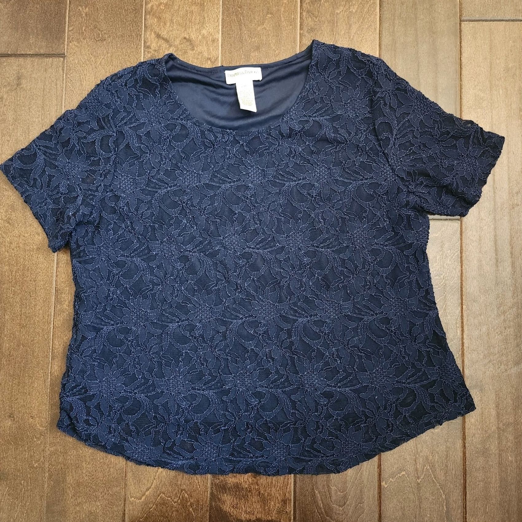 Vintage Draper's & Damon's Petites Women's Short Sleeve Black Floral Blouse PXL Pool? Size XL / US 12-14 / IT 48-50 - 2 Thumbnail
