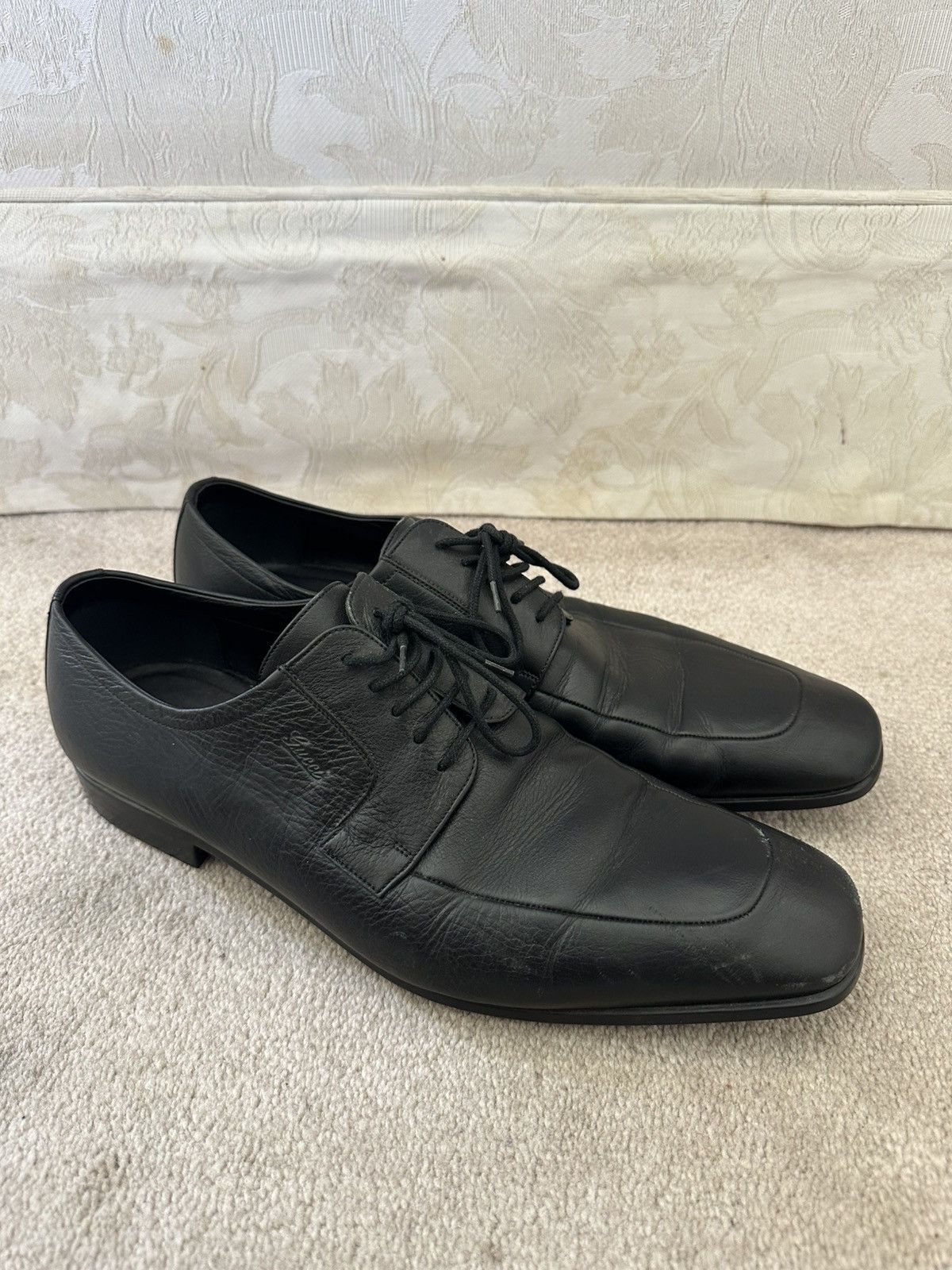 Gucci Gucci Black Leather Square Toe Lace Up Shoes Made in Italy Size US 10 / EU 43 - 3 Thumbnail