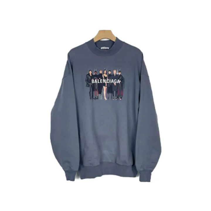 Balenciaga Balenciaga Blue Portrait Logo High Neck Sweatshirt Size US XL / EU 56 / 4 - 1 Thumbnail