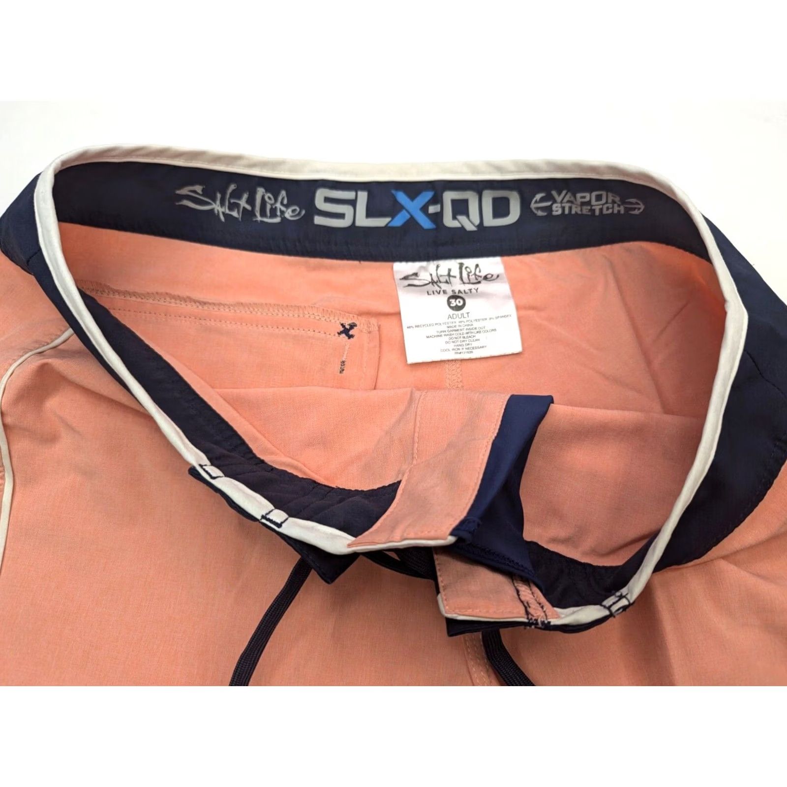 Vintage Salt Life SLX-QD Swim Trunks Men 30 Board Shorts 10 Inseam Blue Polyester Spandex Breathable Pockets Drawstring Beach Fish Outdoor Surfing - Mens Size US 30 / EU 46 - 7 Thumbnail