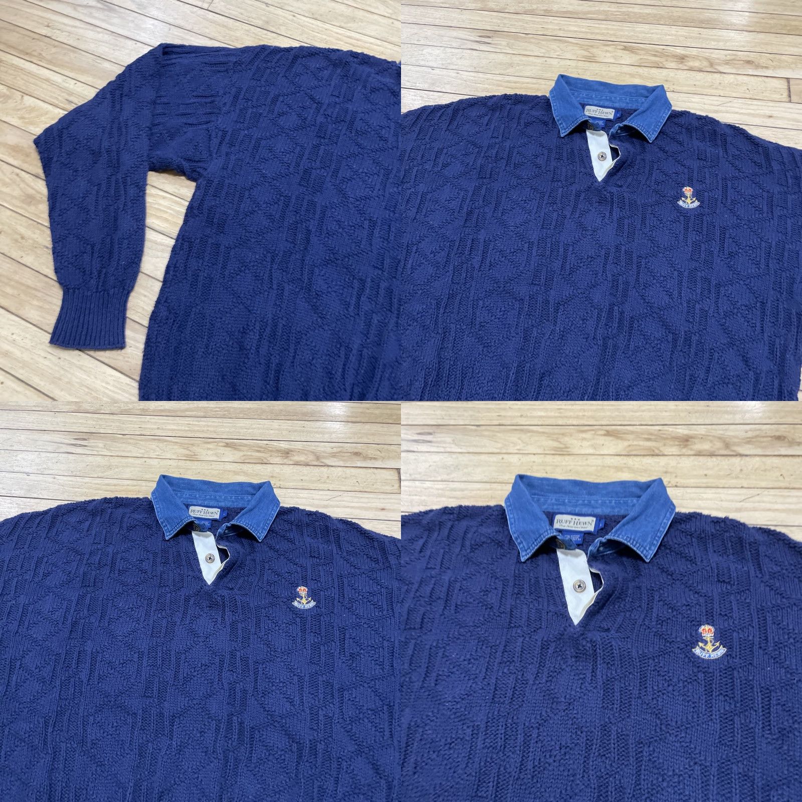 Nautica VINTAGE Ruff Hewn Complex: Nautical Pullover Sweater Men L Blue Anchor Logo Navy Knit USA Size US L / EU 52-54 / 3 - 9 Thumbnail