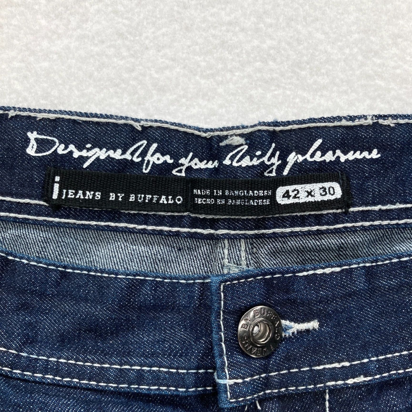 Vintage Buffalo Jeans Jeans Mens 42x30 Taylor Easy Straight Dark Wash Blue Denim Baggy 5-Pocket Design Jeans Relaxed Regular Men Mens Jeans Size US 42 / EU 58 - 5 Thumbnail