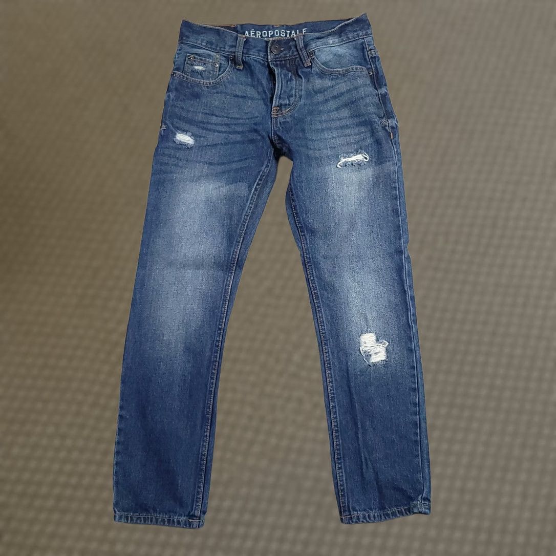 Vintage Aéropostale Jeans Slim Straight Denim 28/28 Distressed Button Fly Boys Mens Sized 28 Blue Denim Shirt? Size US 28 / EU 44 - 1 Thumbnail
