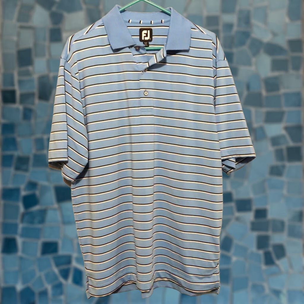 Footjoy FootJoy Polo Shirt Men's L Blue Striped Short Sleeve Golf Shirt Size US L / EU 52-54 / 3 - 1 Thumbnail