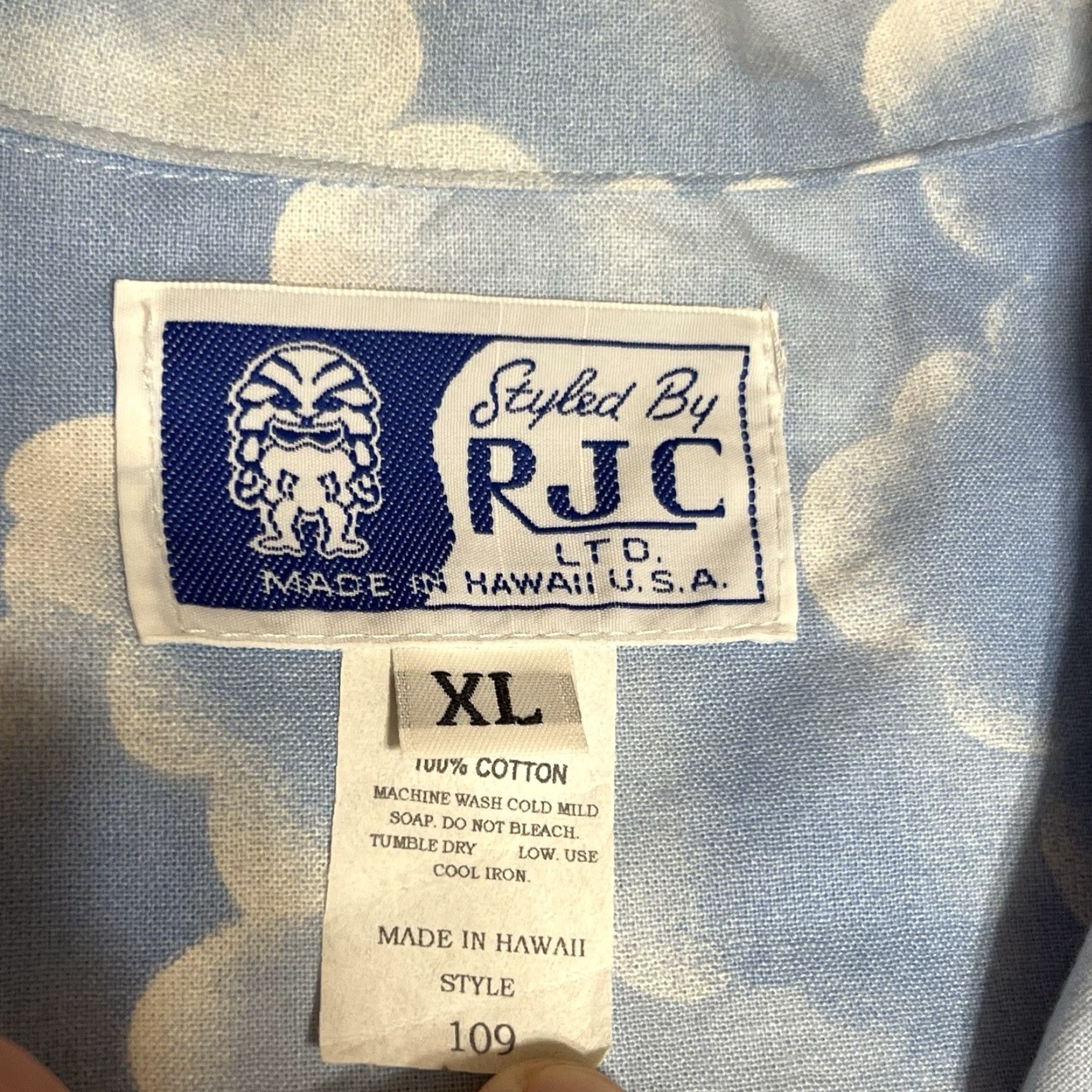 Vintage RJC Hawaiian Shirt Short Sleeve Button-Up XL Blue Palm Trees NWT Beach Floral Cotton Men Button Front Casual Size US XL / EU 56 / 4 - 7 Thumbnail