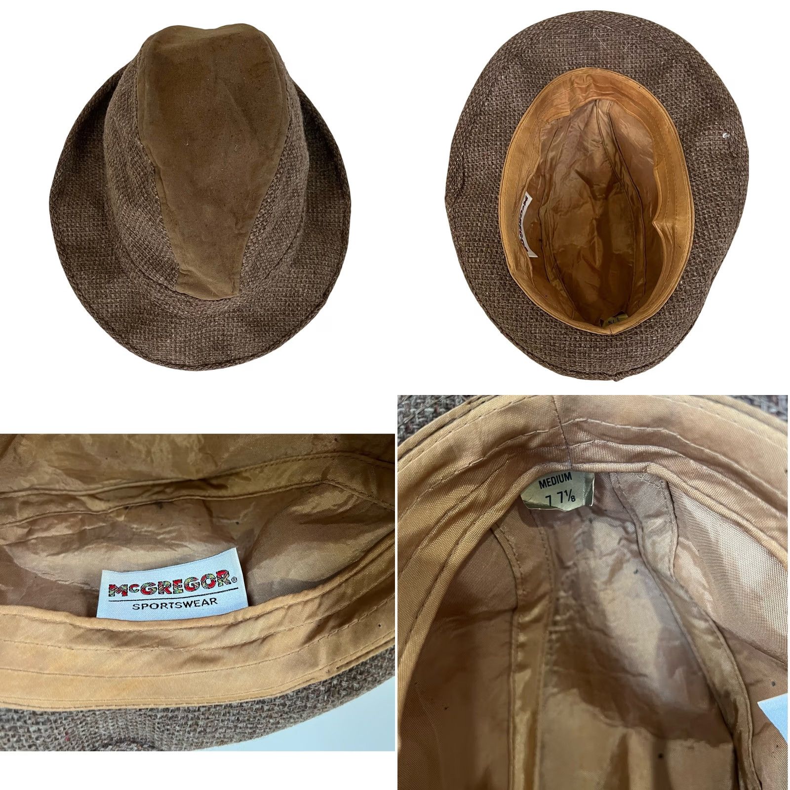 McGregor VINTAGE McGregor Sportswear Tweed Hat Fedora Wool Brown Tan USA Mens 7 1/8 Hat Size ONE SIZE - 8 Thumbnail
