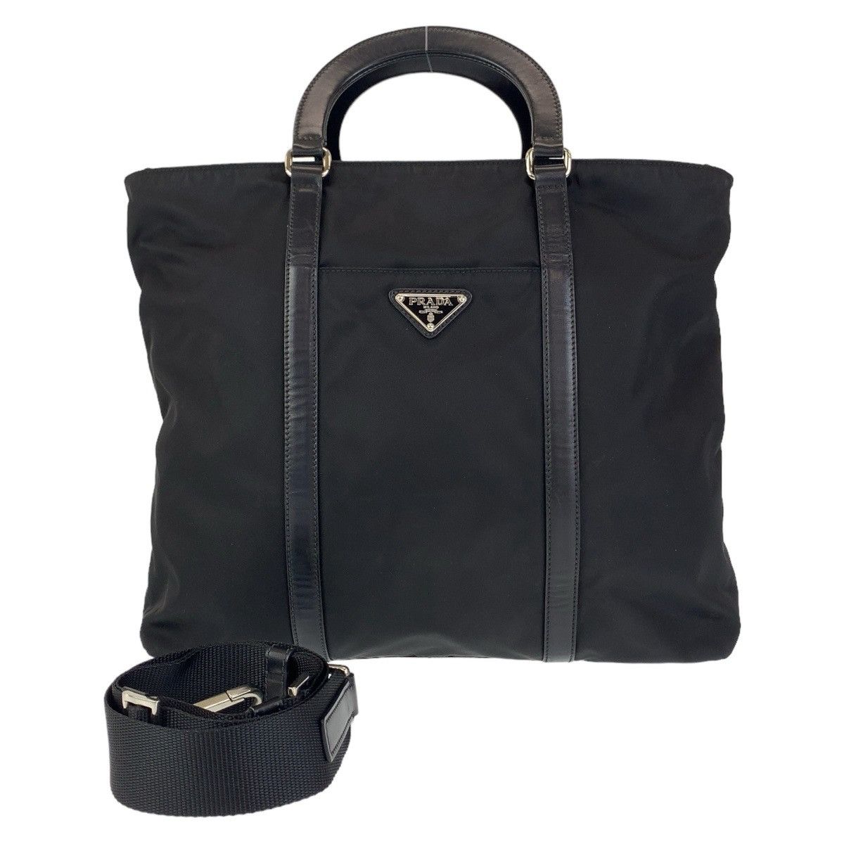 Prada Prada Prada Nylon Leather Tessuto Logo Tote Bag Canvas Tote Bag Size ONE SIZE - 1 Thumbnail