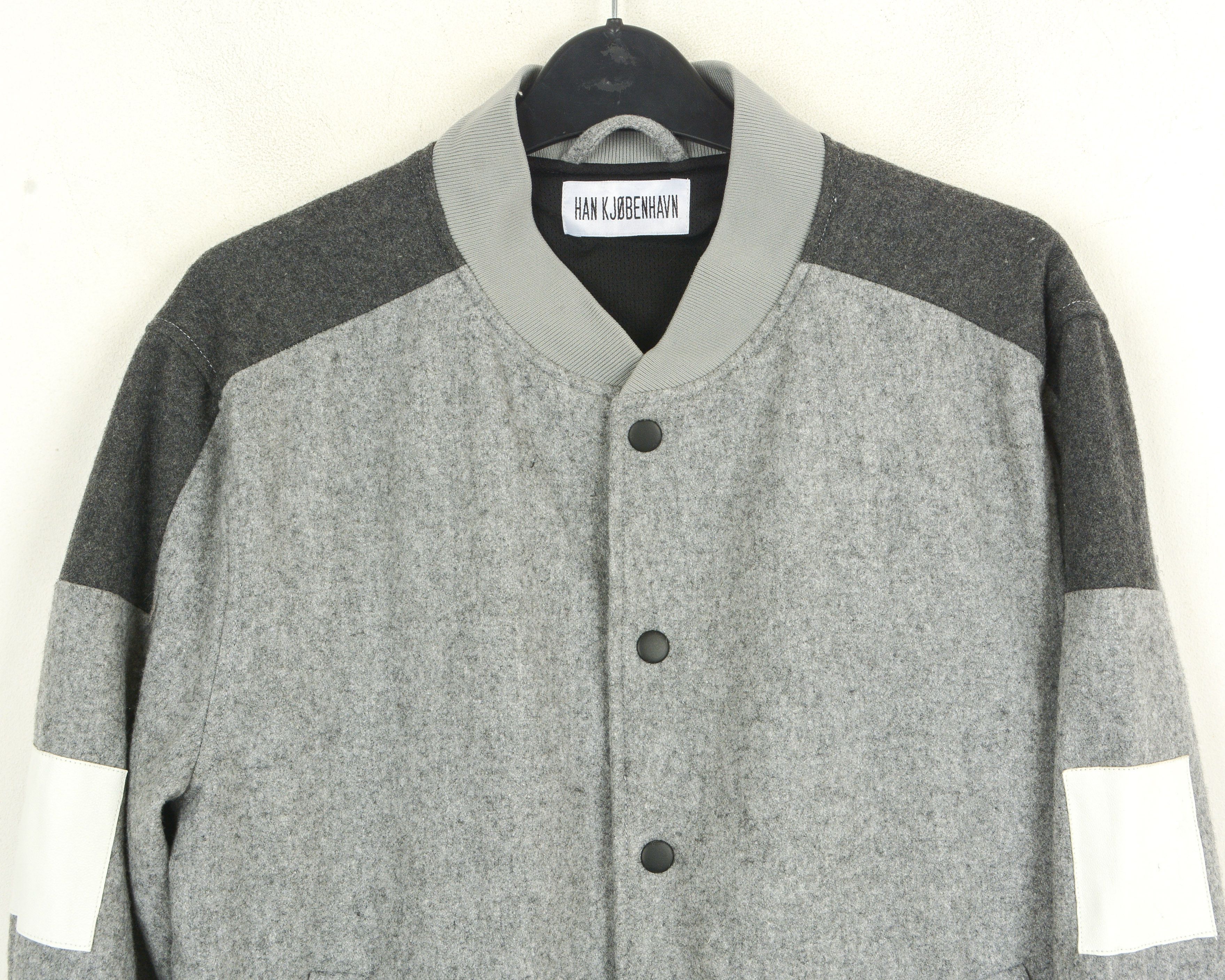 Han Kjobenhavn Womens L Wool Varsity Bomber Jacket Coat Coach Snap Button Size L / US 10 / IT 46 - 2 Thumbnail