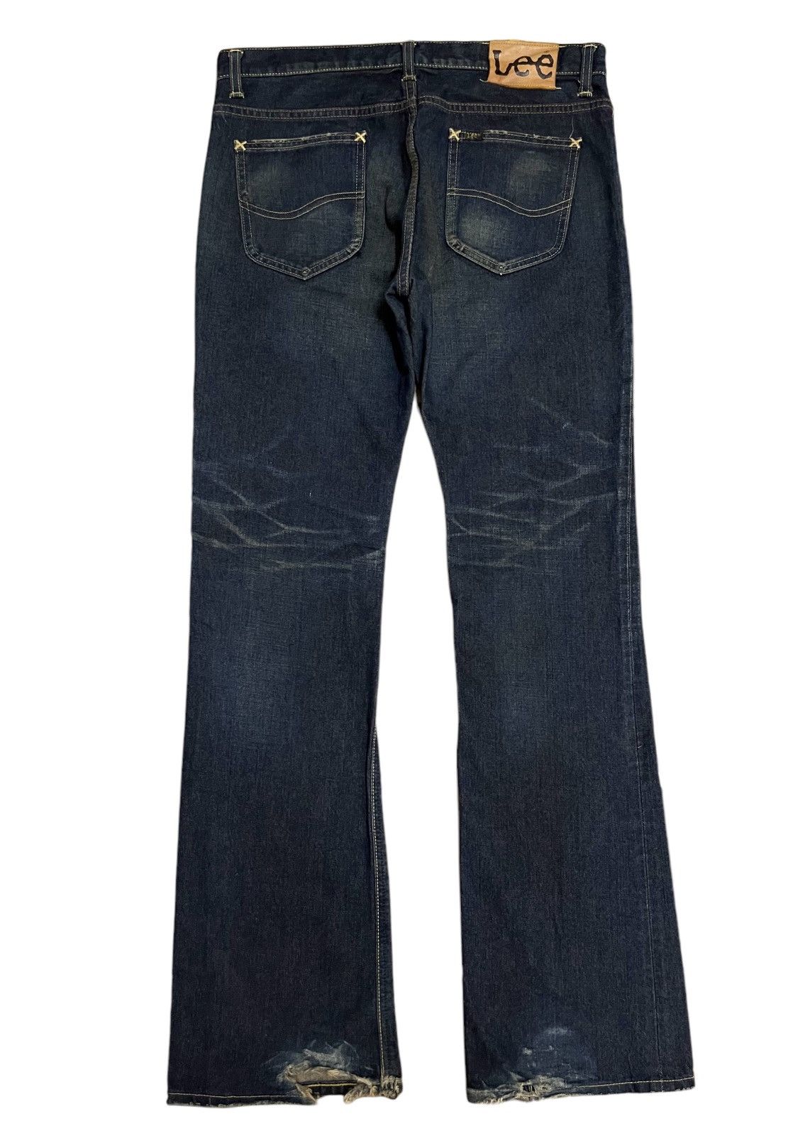 Lee Lee Riders Indigo Washed Leg Distressed Flare Jeans Size US 33 - 6 Thumbnail