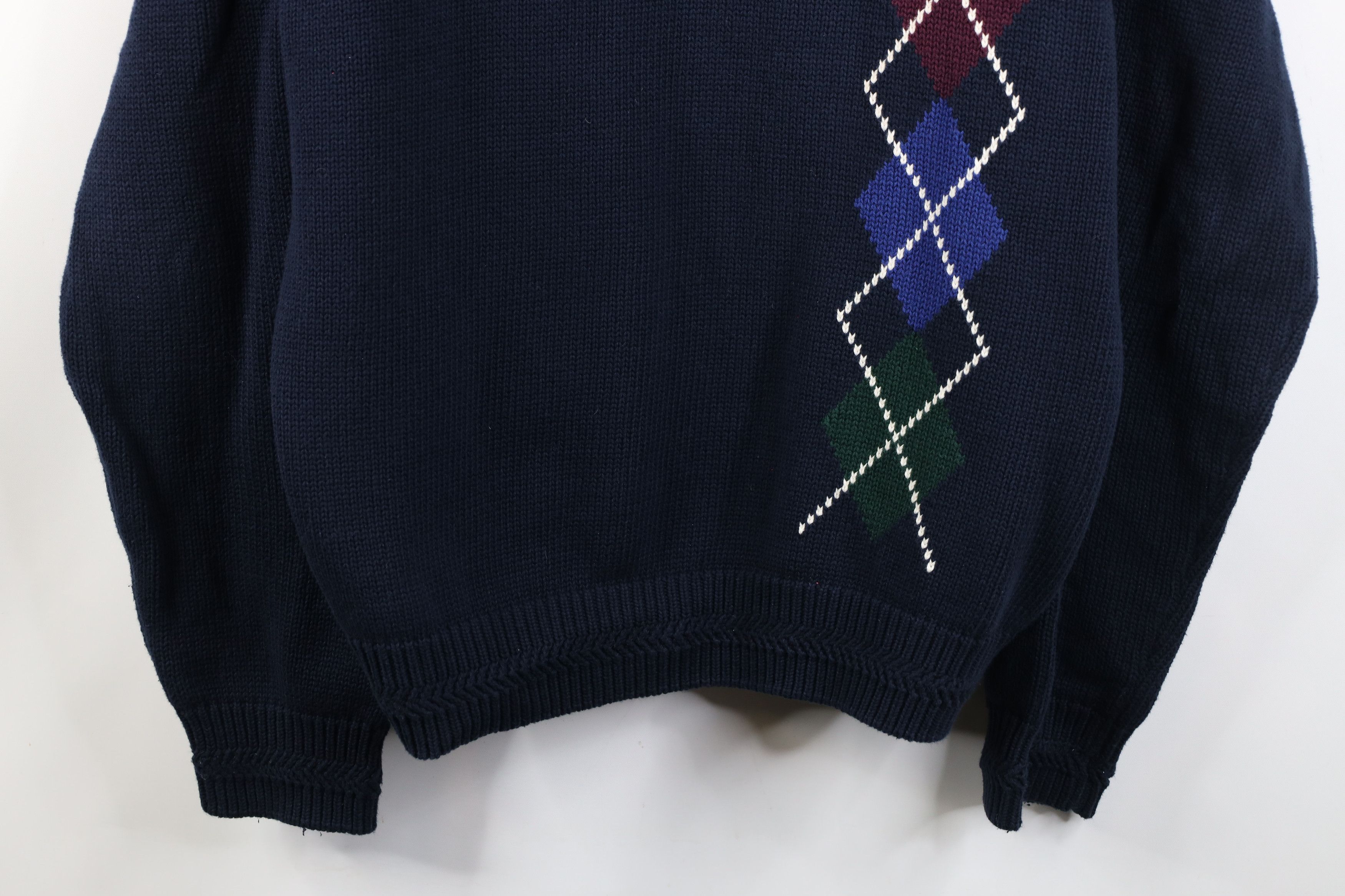 Vintage Vintage 90s Streetwear Argyle Diamond Knit Sweater Cotton Size US XL / EU 56 / 4 - 3 Thumbnail