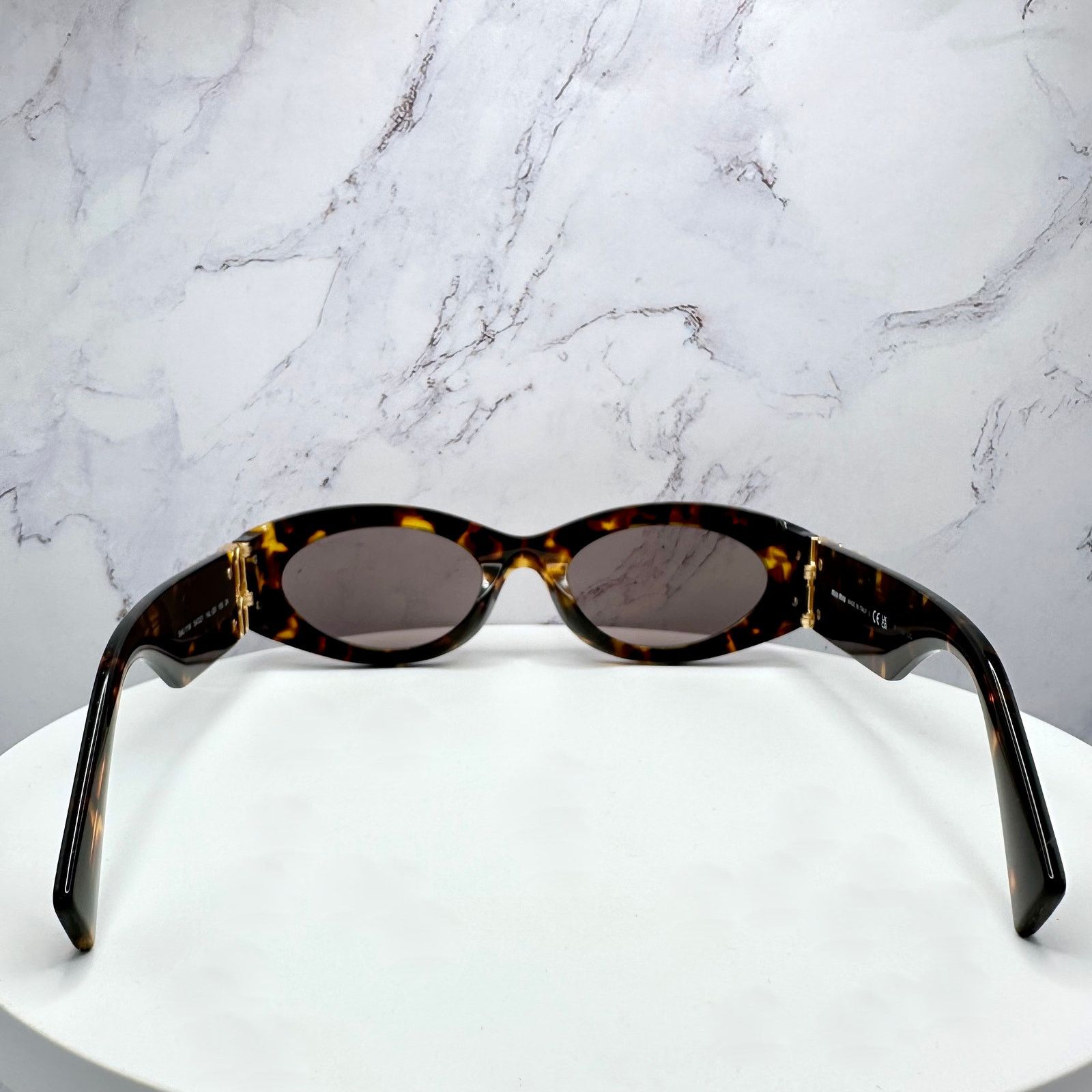 Miu Miu New MIU MIU Sunglasses Brown Tortoise Shell Oval Gold Logo Size ONE SIZE - 20 Thumbnail