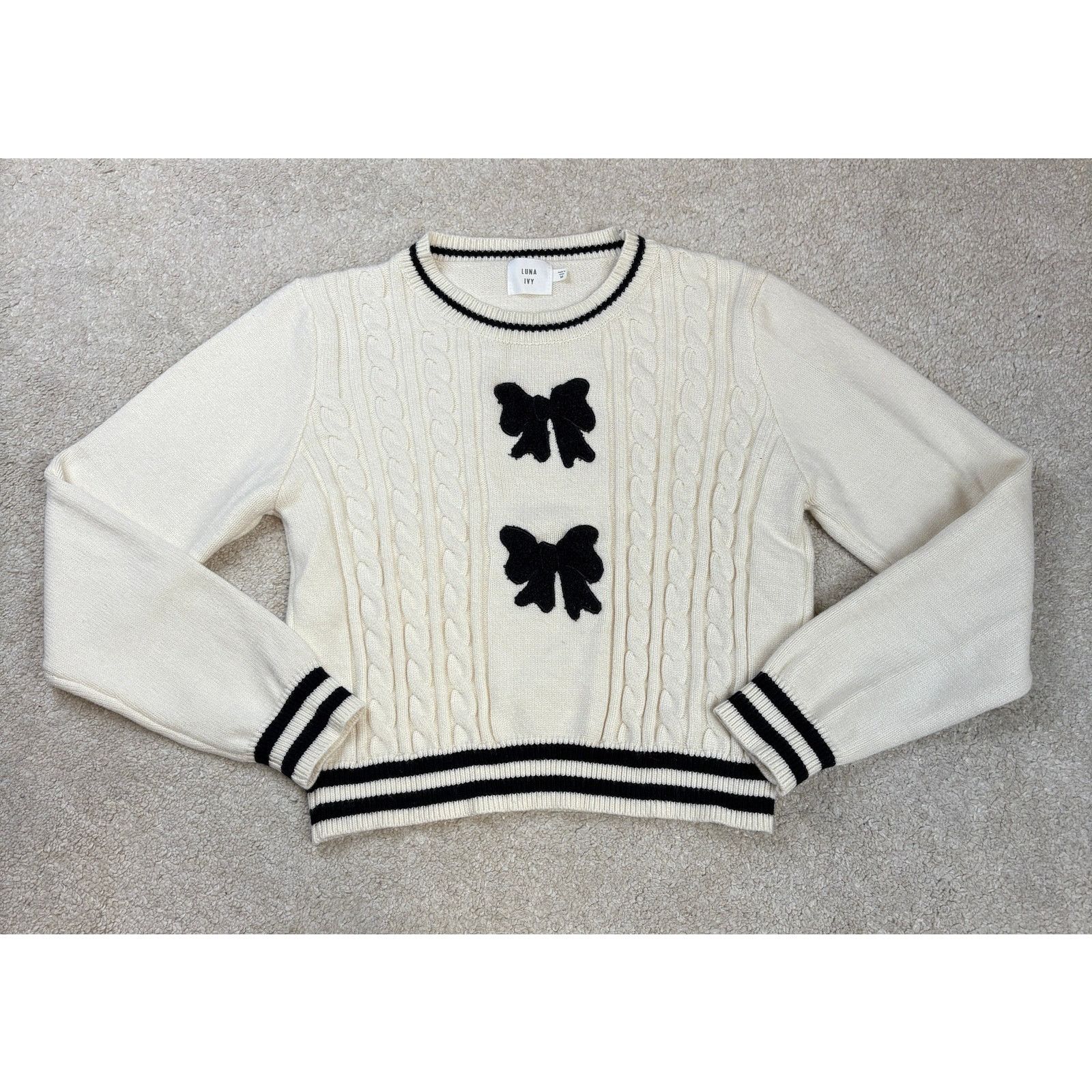 Other Luna Ivy Pullover Bow Sweater Cream White Black Size M Size M / US 6-8 / IT 42-44 - 1 Thumbnail