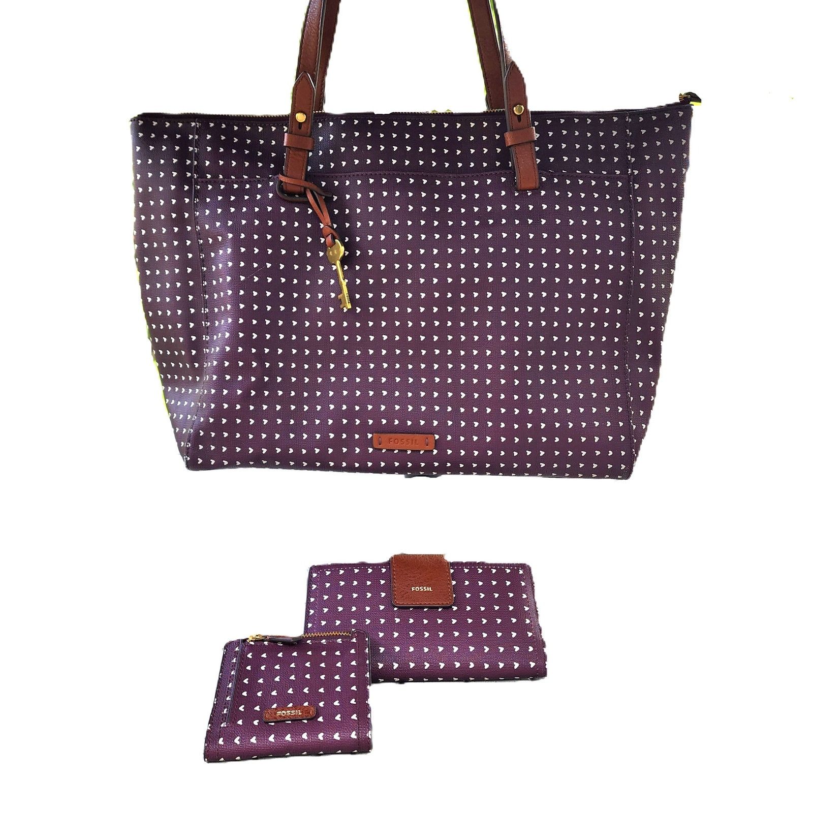 Fossil Fossil Rachel Hearts Vegan Leather Tote & BiFold Wallets Set Size ONE SIZE - 12 Thumbnail