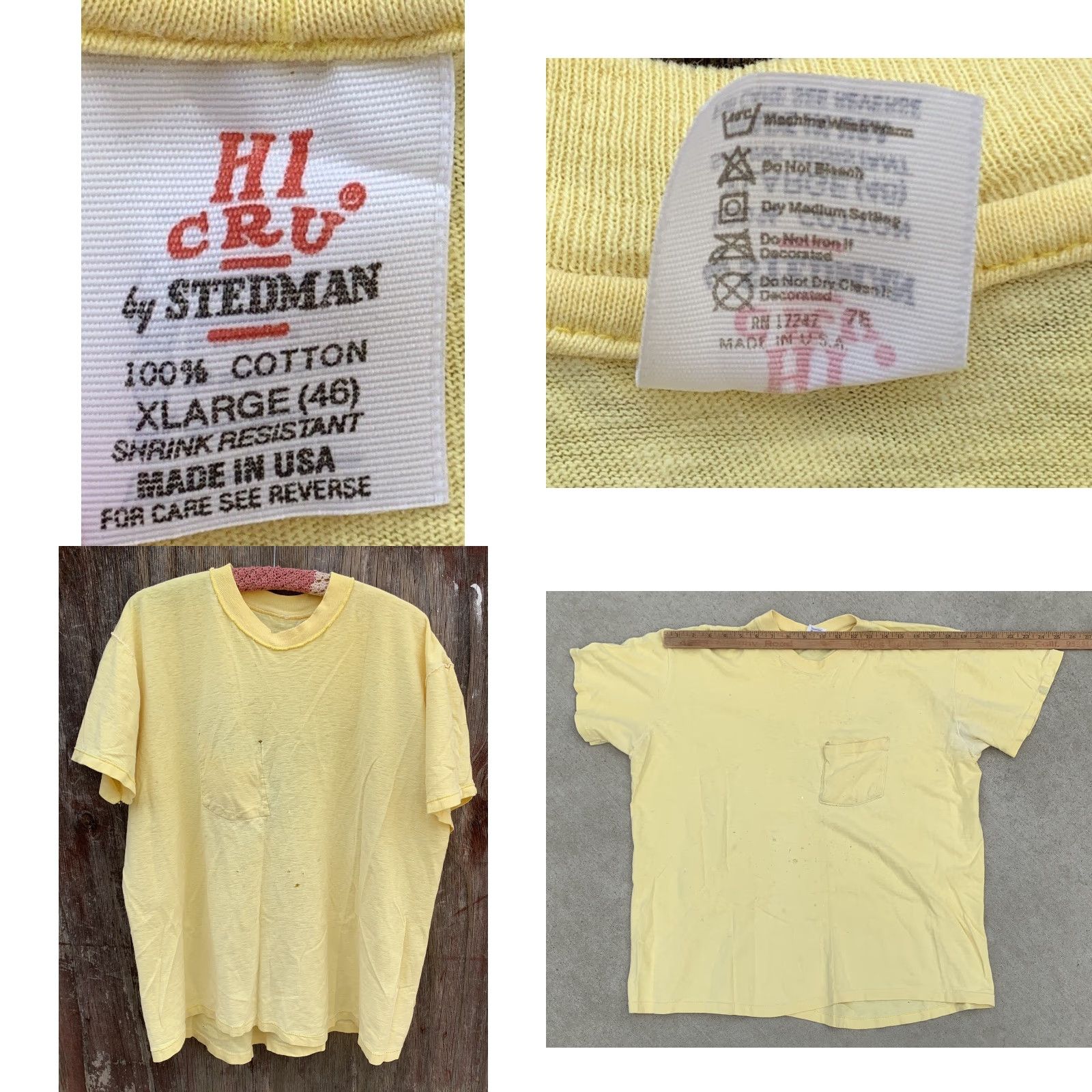 Vintage VINTAGE Stedman Graphic T-Shirt Pocket Tee USA Charles Rocketdyne Yellow XL Mens Size US XL / EU 56 / 4 - 10 Thumbnail