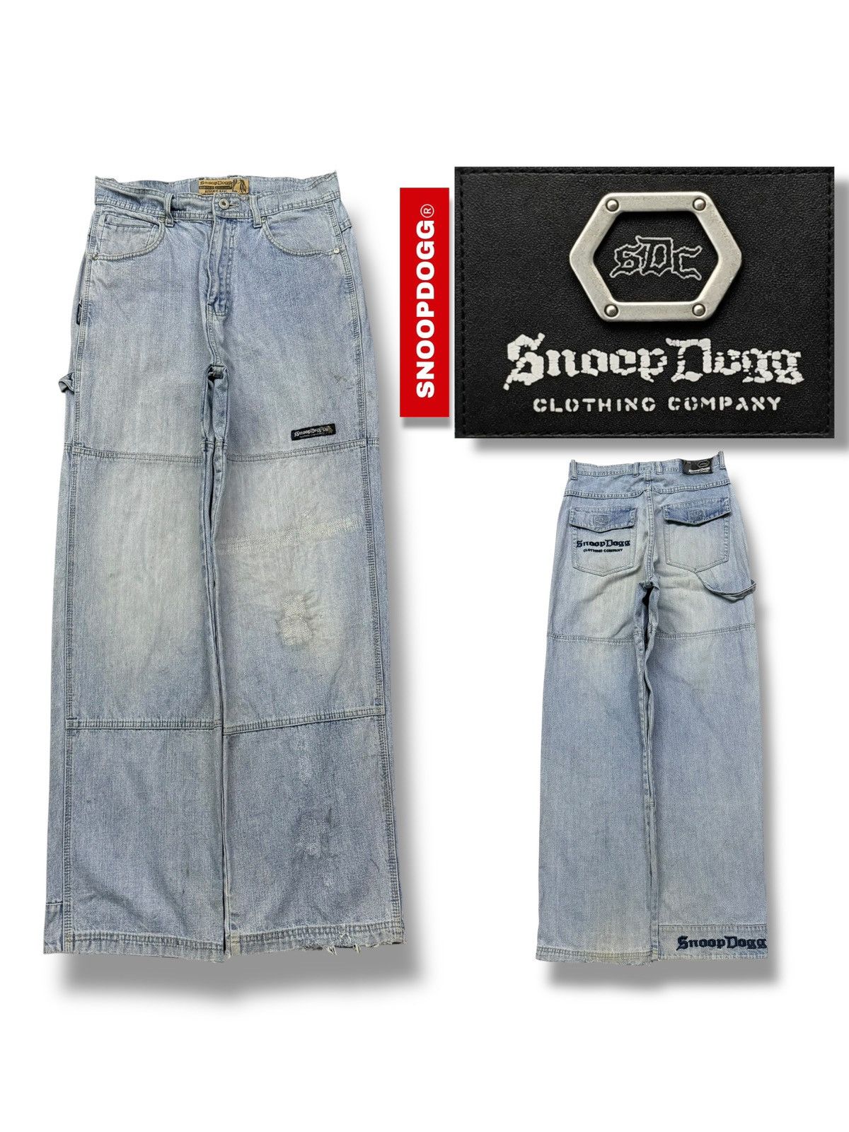 Snoop Dogg Vintage Snoop Dogg Clothing Company Baggy Distressed Denim Size US 31 - 1 Thumbnail