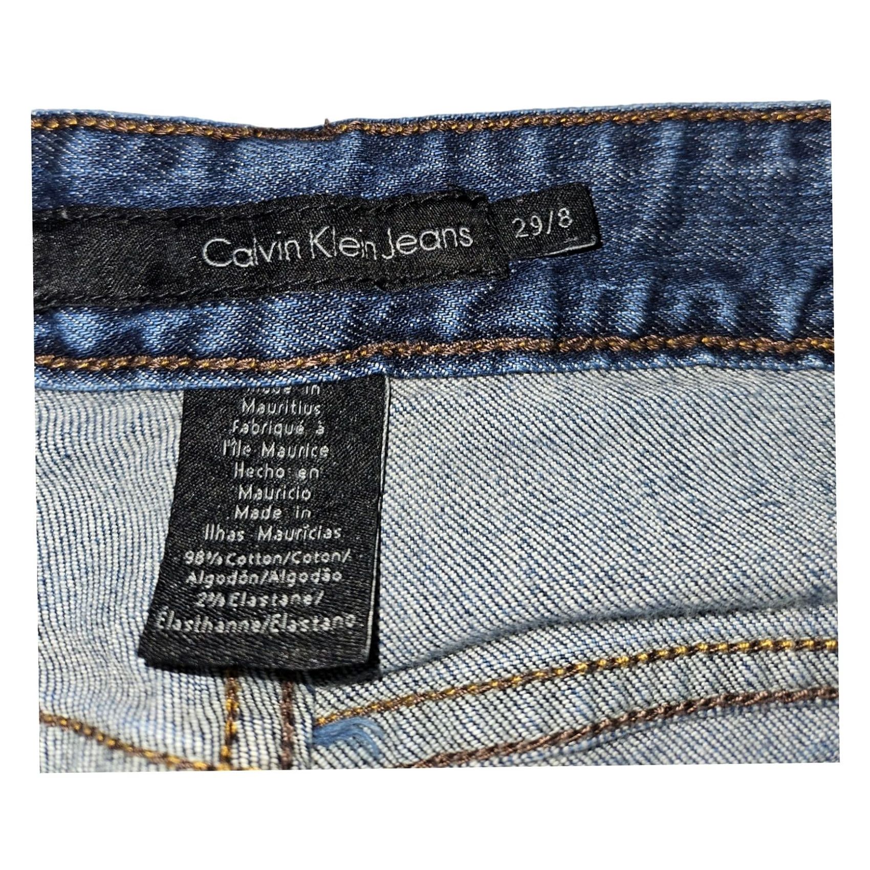 Calvin Klein VINTAGE Calvin Klein Jeans Skinny Blue Denim Embroidered 5-Pocket Regular Womens Size 29 32x30 Hipster Preppy Rise Low-Custom Quirk de Size 29" - 2 Thumbnail