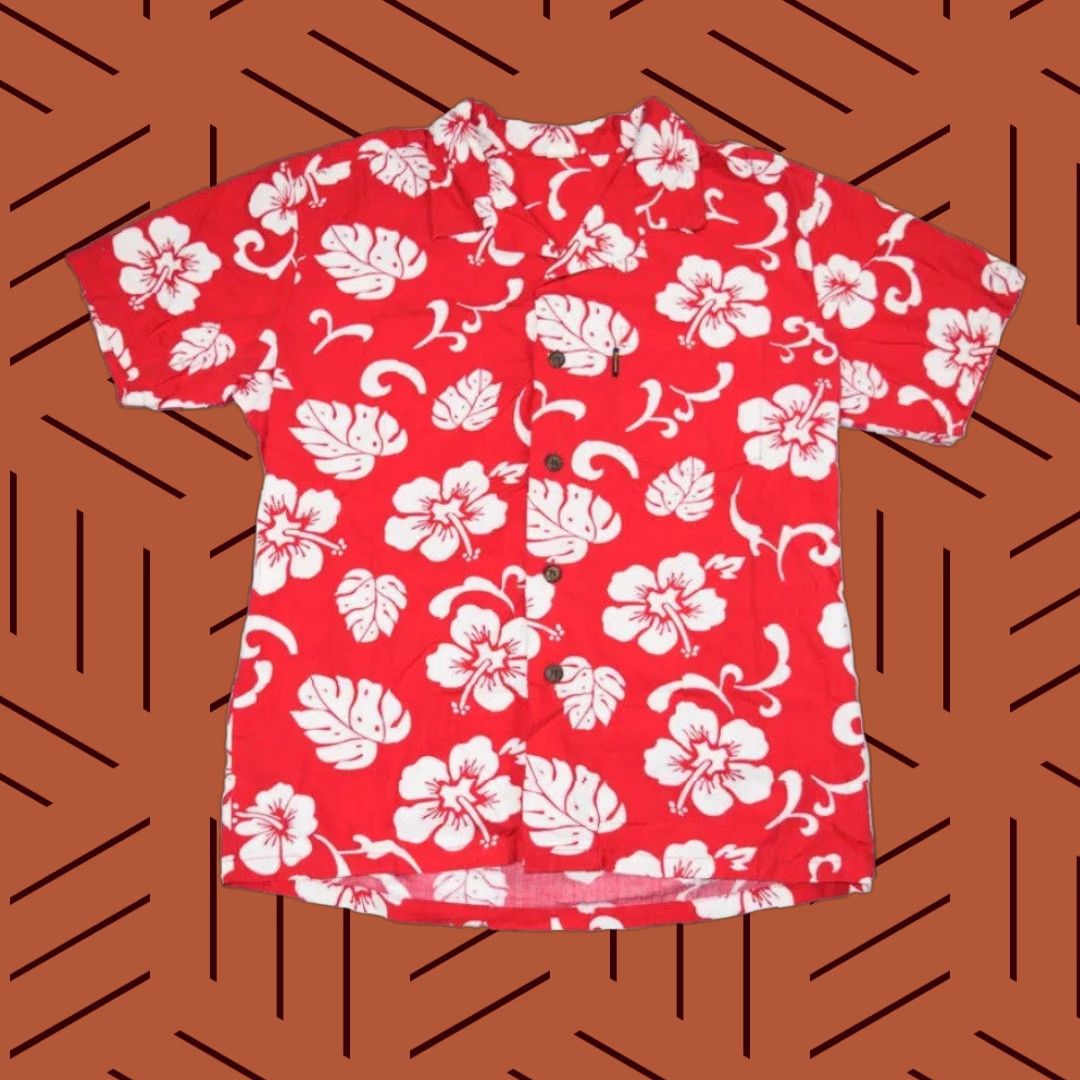 Vintage VINTAGE Palm Wave Hawaiian Camp Shirt Aloha Floral Red Hibiscus Classic Button M Mens Size US M / EU 48-50 / 2 - 1 Thumbnail