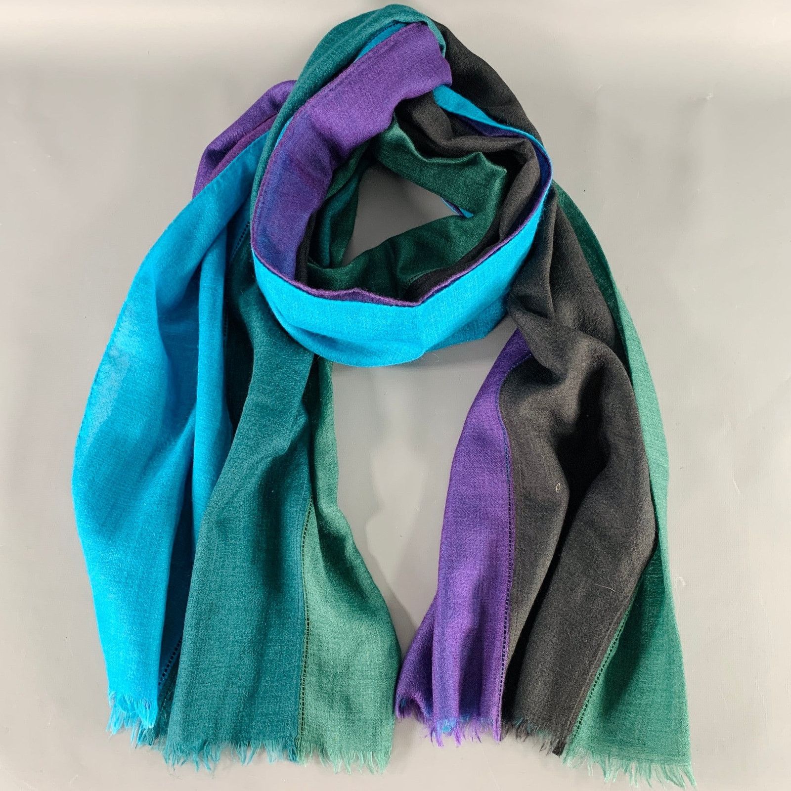 Akris AKRIS Multi Color Stripe Color Block Silk Blend Scarf Size ONE SIZE - 1 Thumbnail