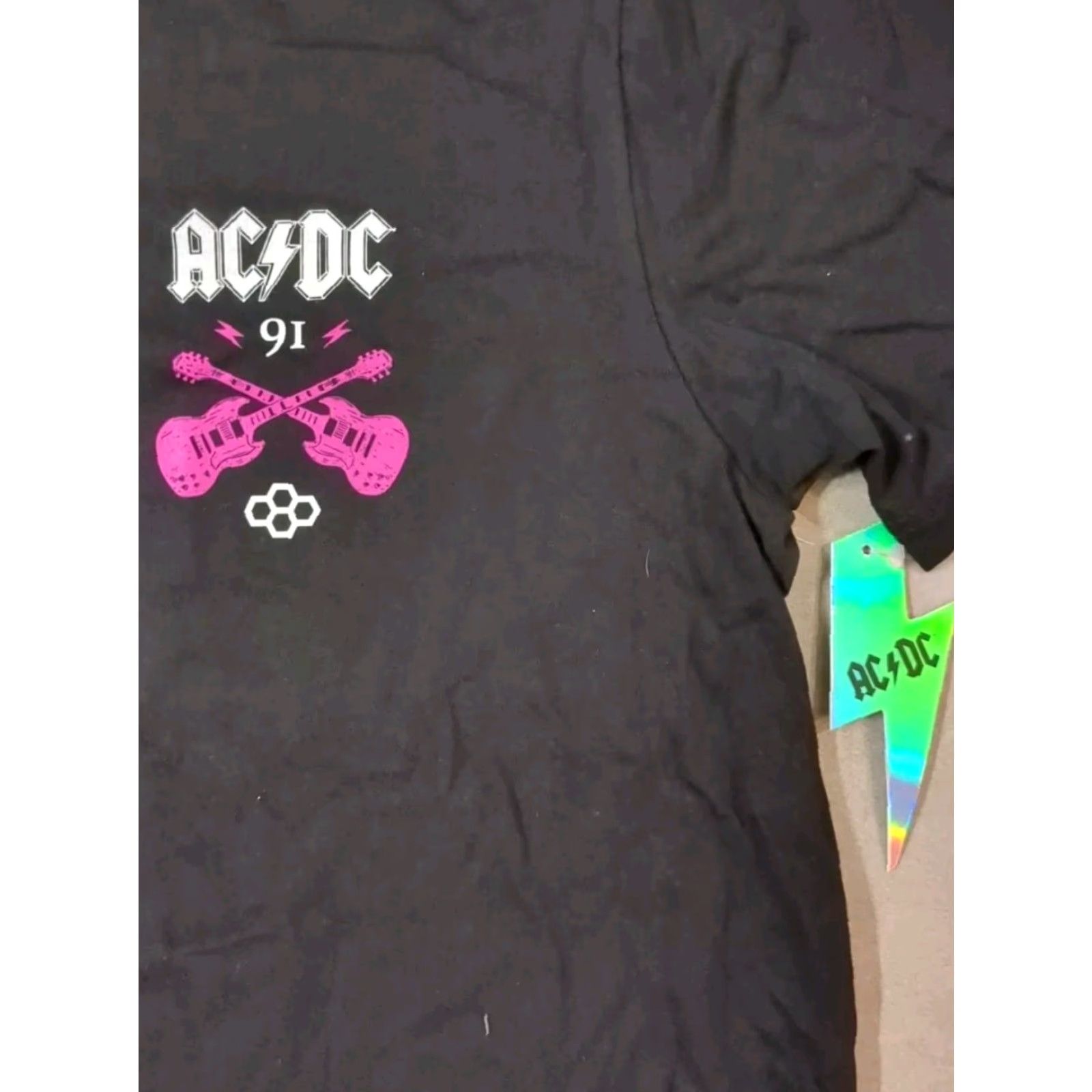 Vintage AC/DC 1991 CLIPPED - SUMMER 1991 - RUDIS - T-Shirt Rock Metal MTV Black L Large Size US L / EU 52-54 / 3 - 2 Thumbnail