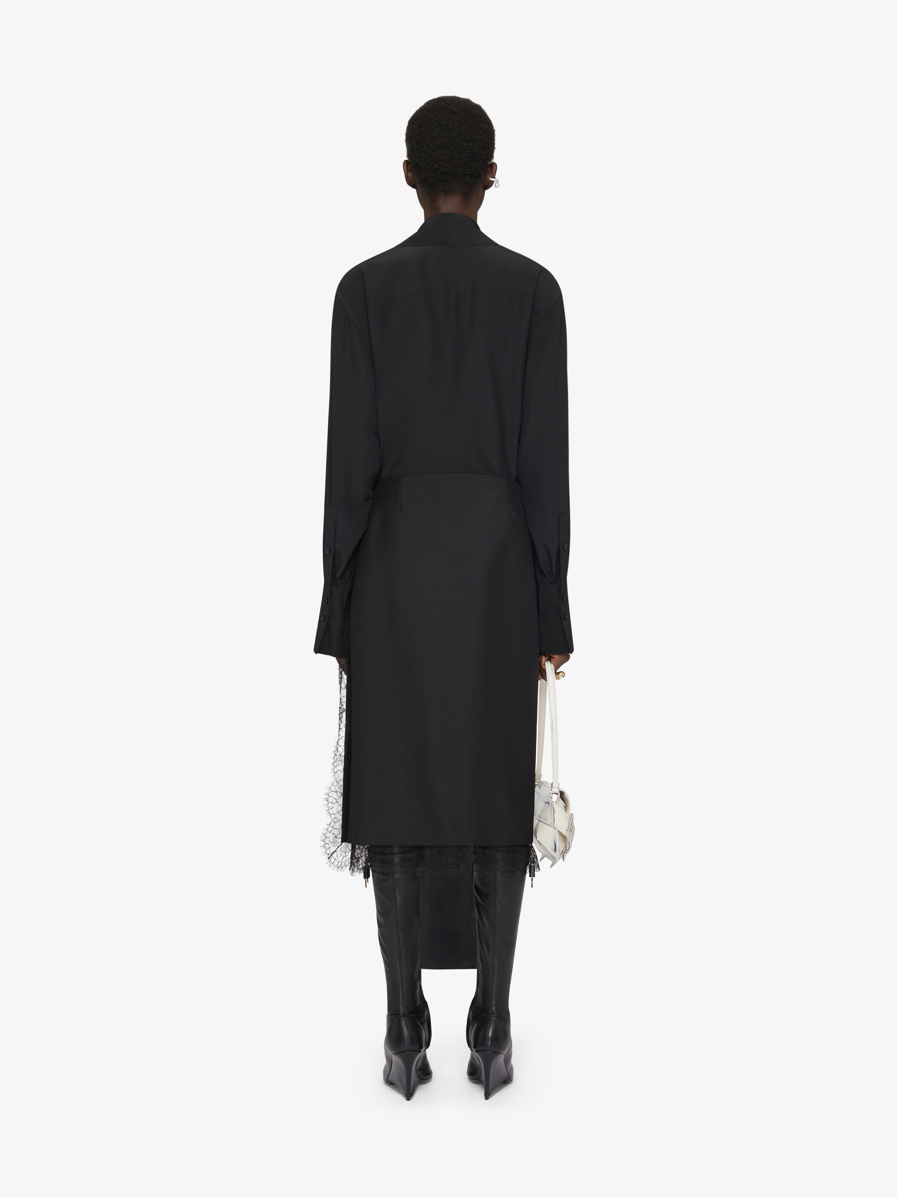 Givenchy o1w1db10325 Lace Details Skirt in Black Size 26" / US 2 / IT 38 - 3 Thumbnail