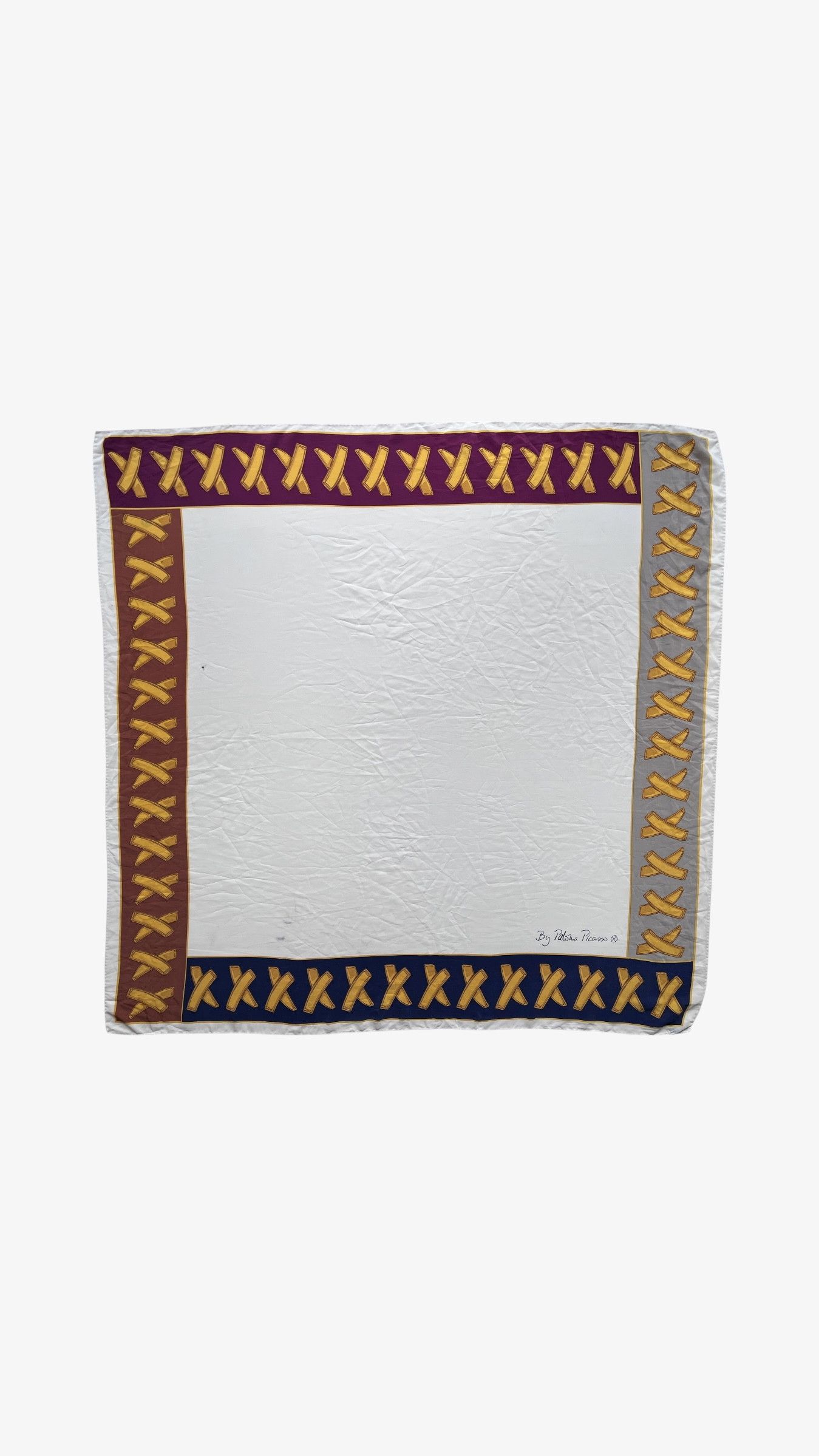Paloma Picasso Vintage 80s Paloma Picasso Cross Patterned Silk Scarf Size ONE SIZE - 1 Thumbnail