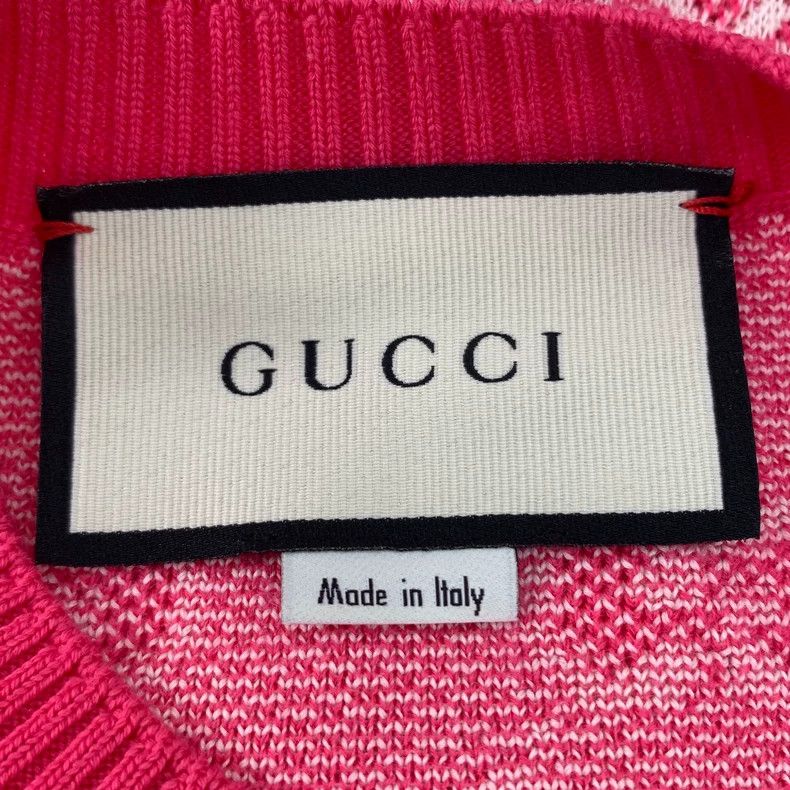Gucci GucciPink logo jacquart full-print wool round-neck short-sl Size XS / US 0-2 / IT 36-38 - 6 Thumbnail