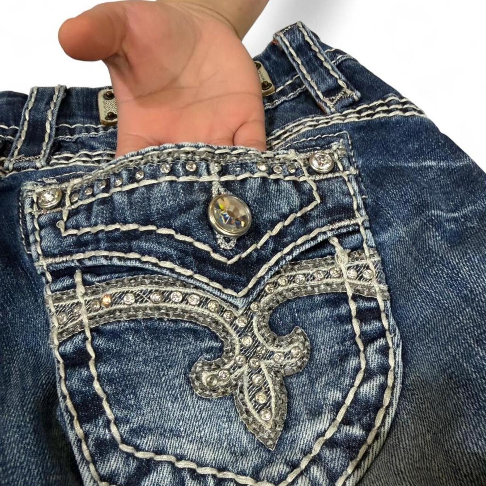 Rock Revival Rock Revival slim fit jeans with rhinestone embellishments Size 29" - 7 Thumbnail