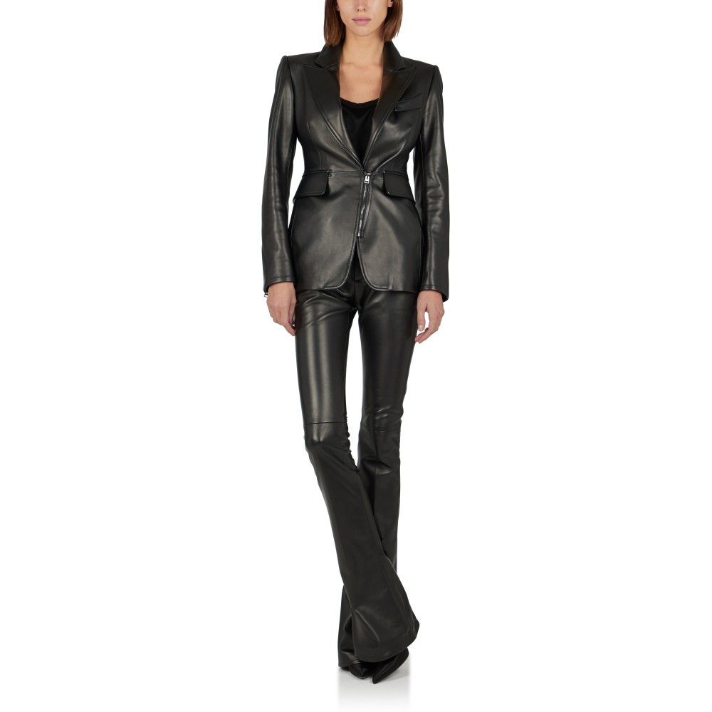 Tom Ford o1loc1c0924 PAL729 Leather Flare Pant in Black Size 24" / US 00 / IT 34 - 2 Thumbnail