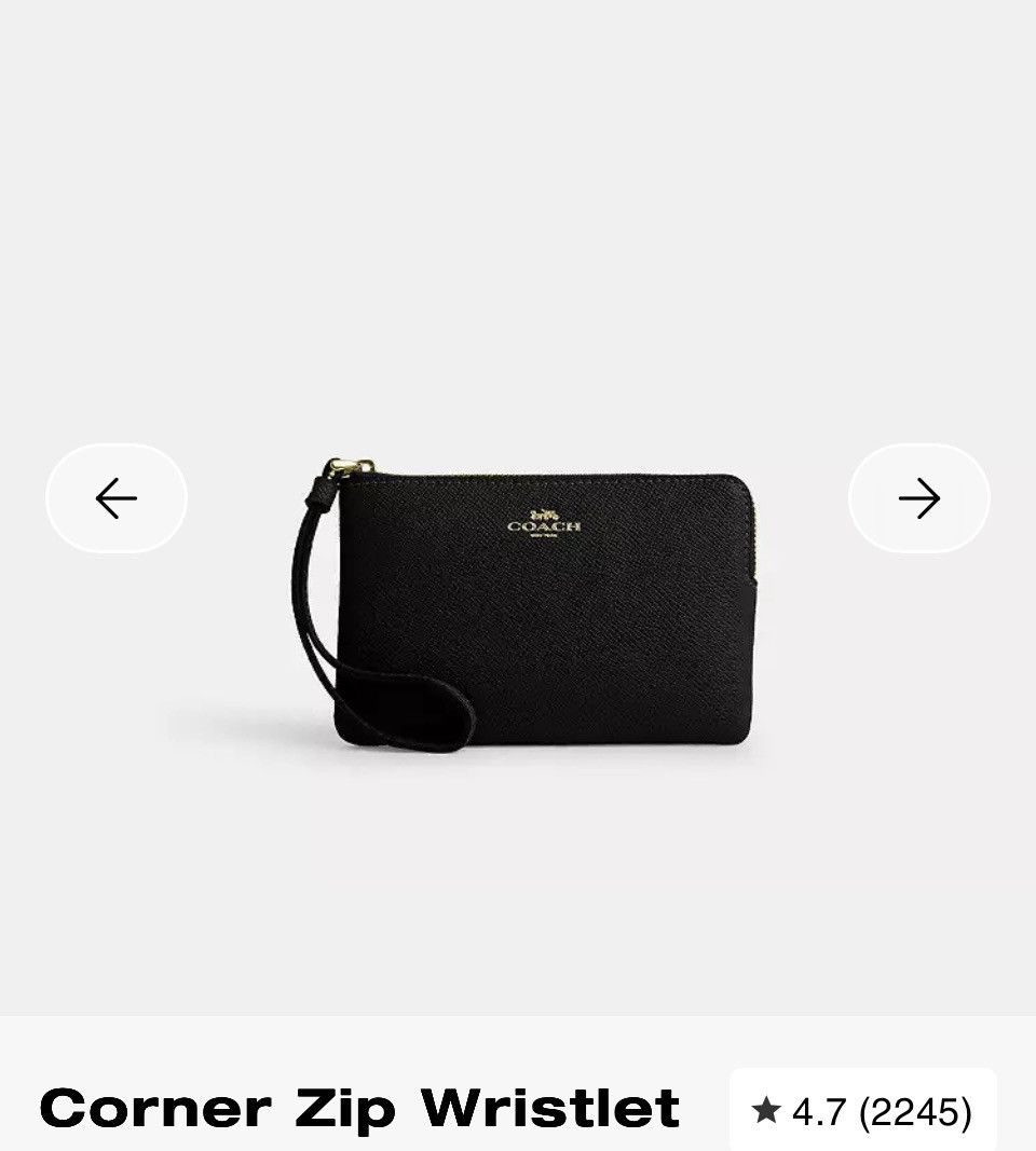 Coach Coach Corner Zip Black Leather Wristlet Size ONE SIZE - 1 Thumbnail