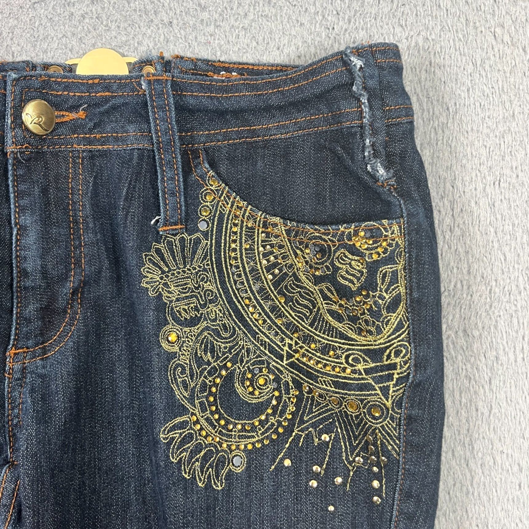 Rocawear Rocawear Jeans Womens 11 Blue Y2K Floral Embroidered Hip Hop Skull Size 32" / US 10 / IT 46 - 6 Thumbnail