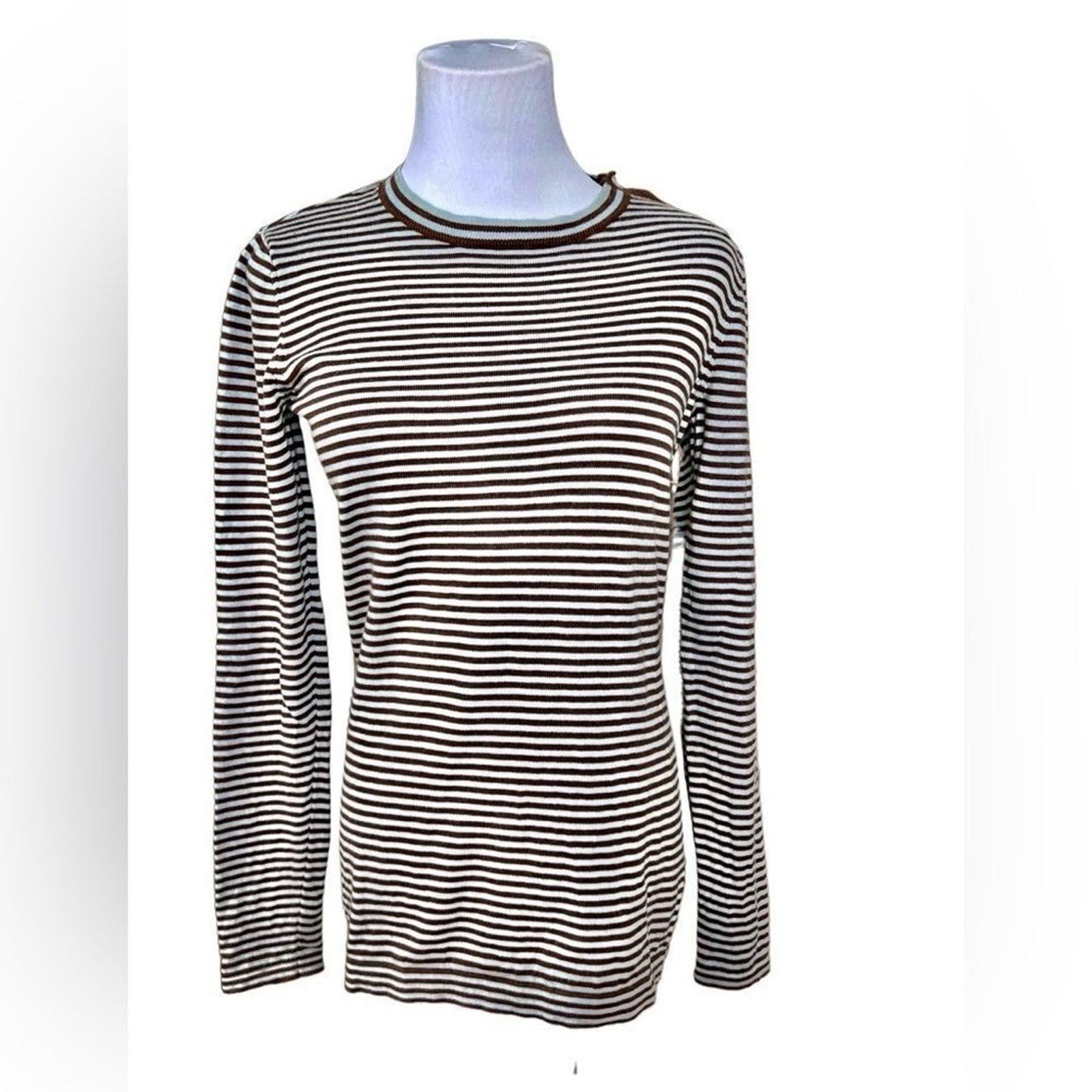 Other Tyler Böe Silk Blend Blue Brown Rib Sweater SMALL $229 Size S / US 4 / IT 40 - 2 Thumbnail