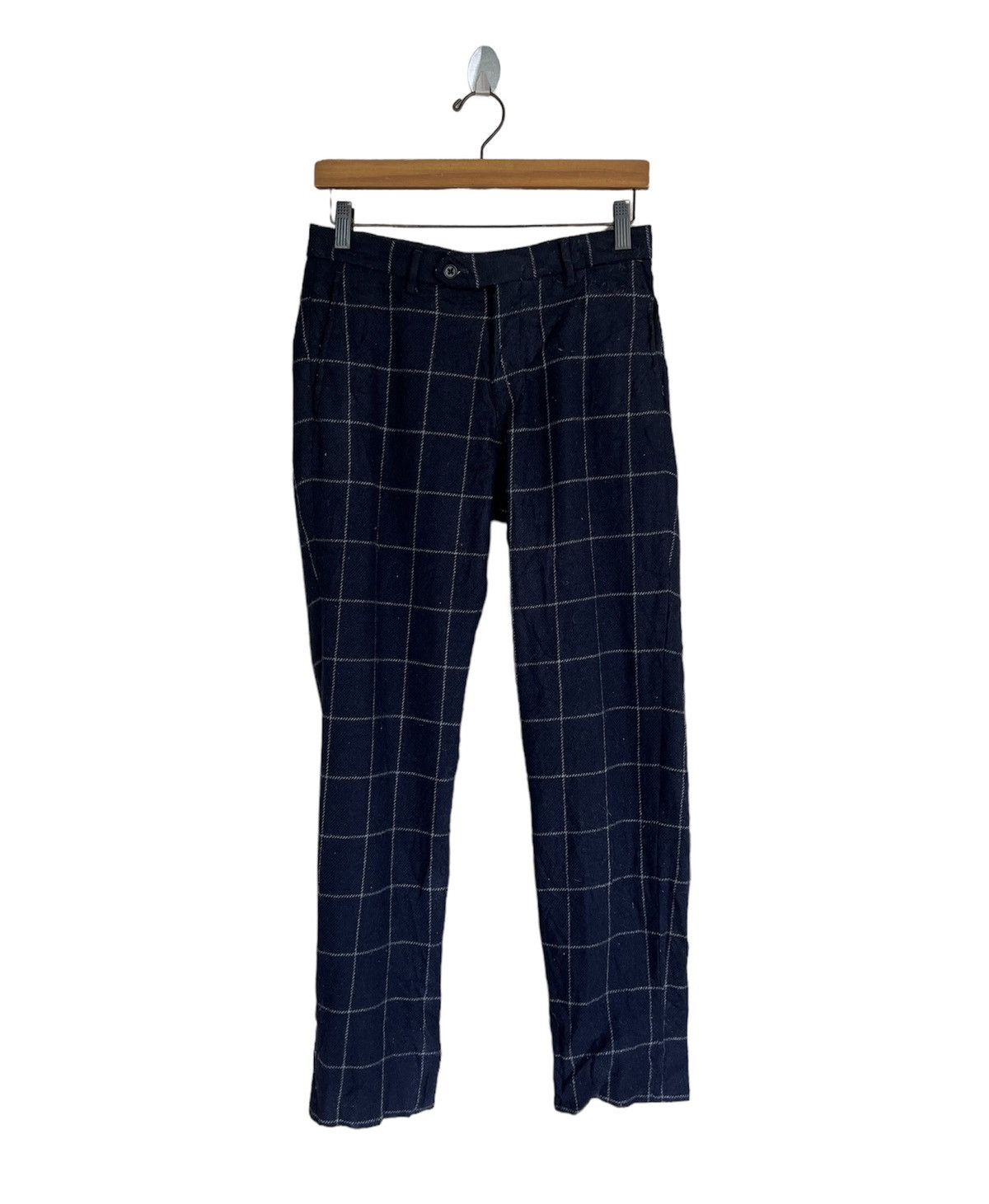 image of Green Label Relaxing United Arrows Wool Pant in Blue Black, Men's (Size 28)