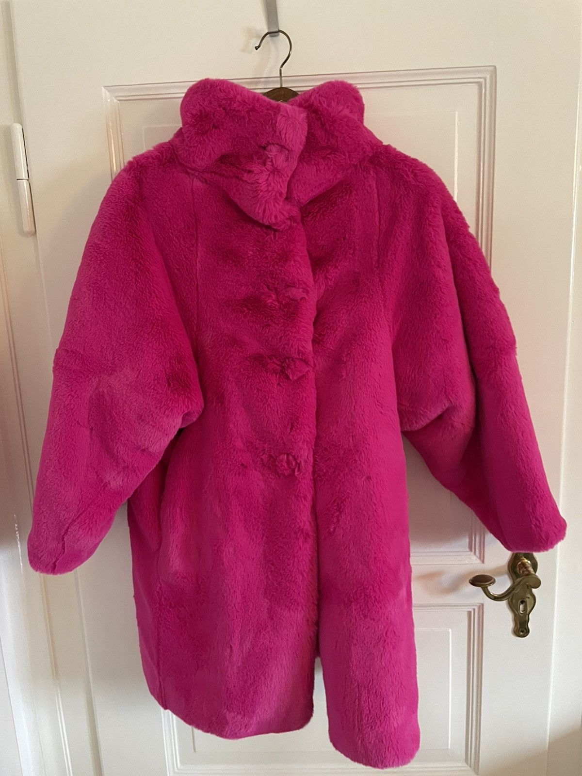 image of Balenciaga Faux Fur Pink Swing Jacket, Men's (Size Small)