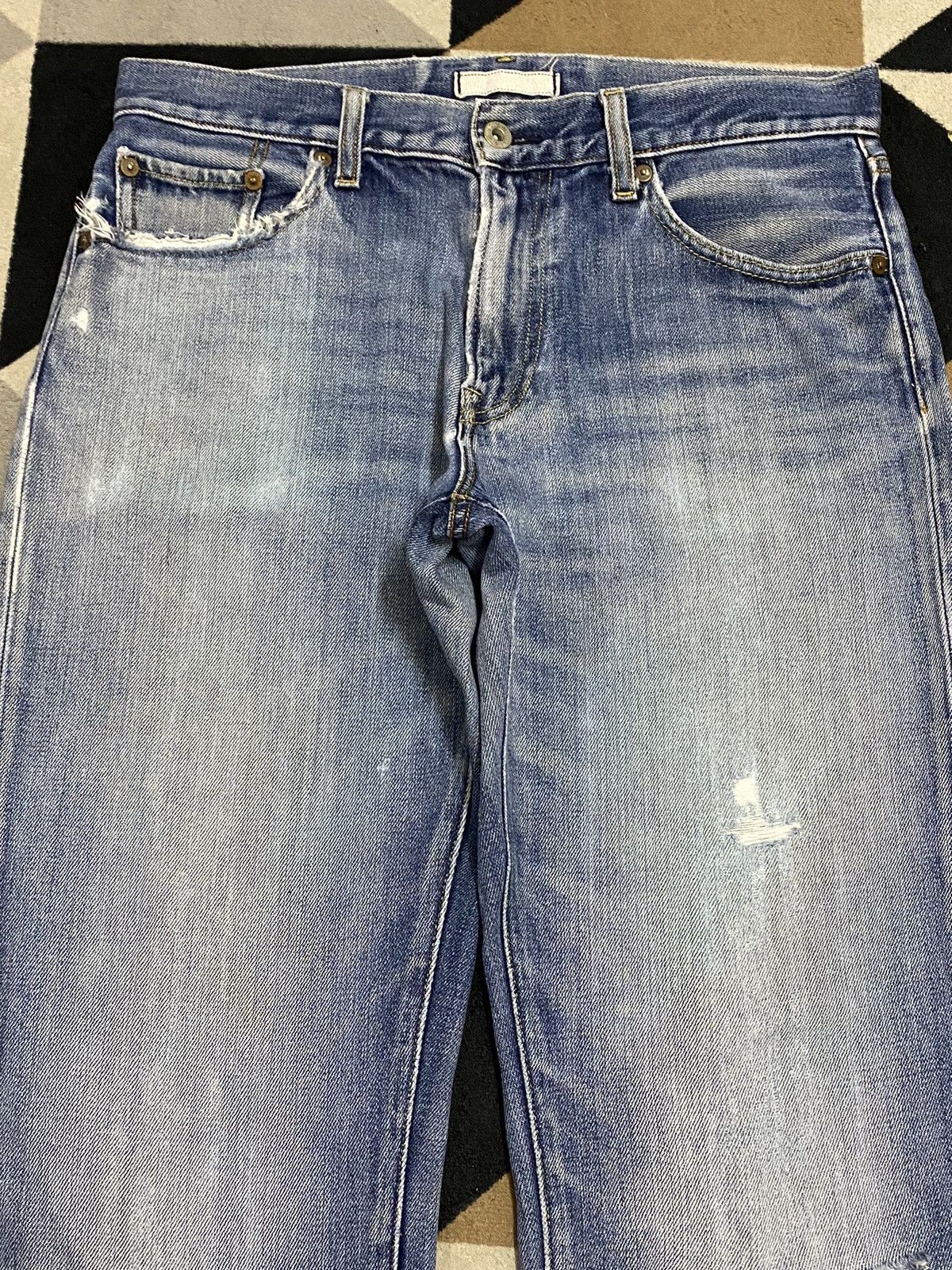 Japanese Brand Vintage Uniqlo Blue Wash Distressed Jeans Size US 32 / EU 48 - 3 Thumbnail