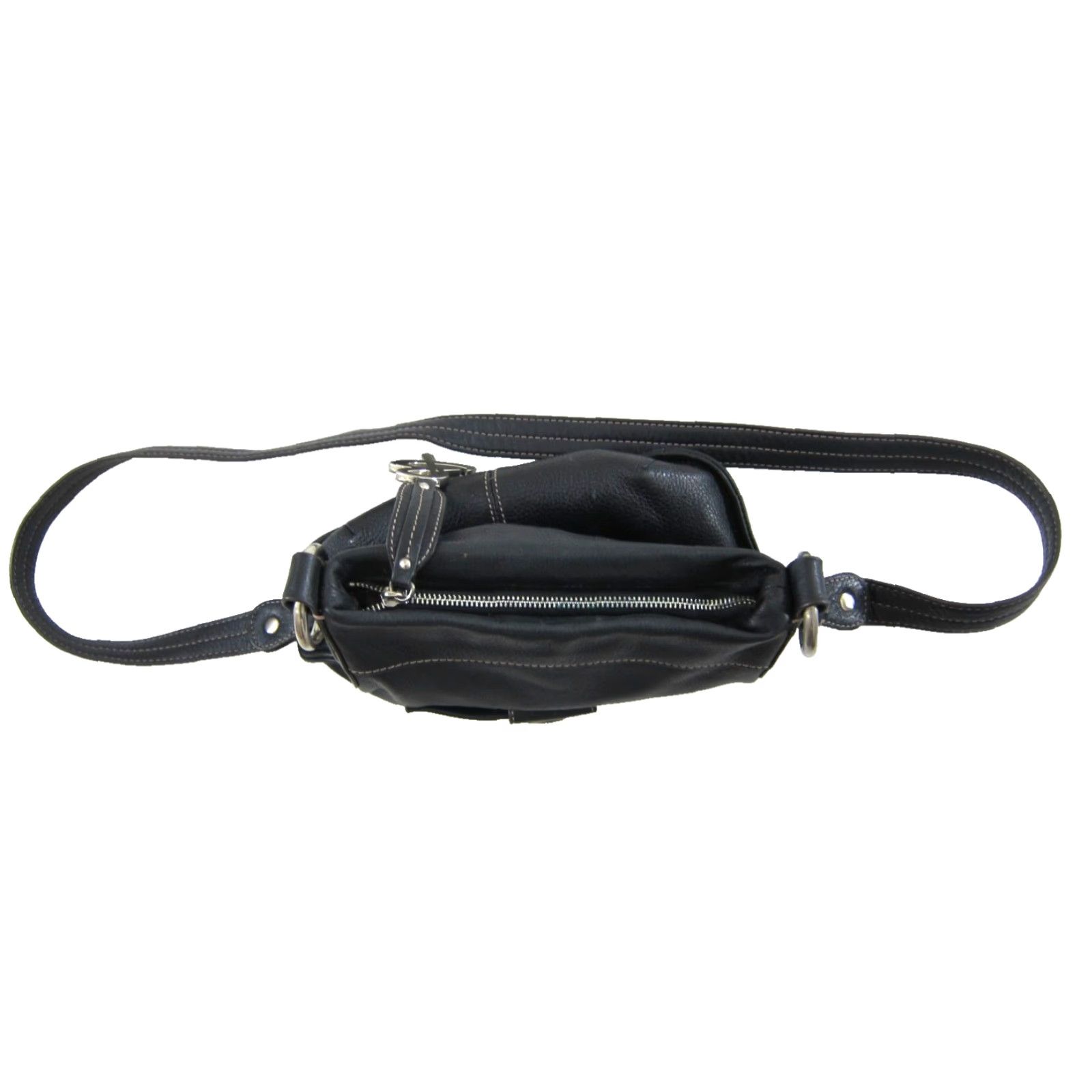 Vintage B. Makowsky Black 100% Leather Silver Buckle Pocket Satchel Shoulder Bag Purse Size ONE SIZE - 6 Thumbnail