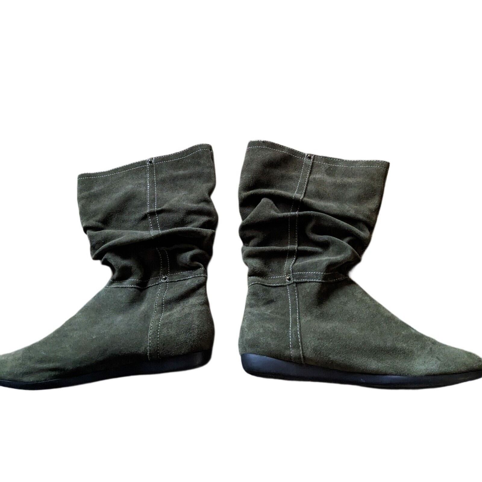 Bass Bass Suede Slouch Boots Green Elevated Flats 7 1/2 Matilda Size US 7.5 / IT 37.5 - 7 Thumbnail