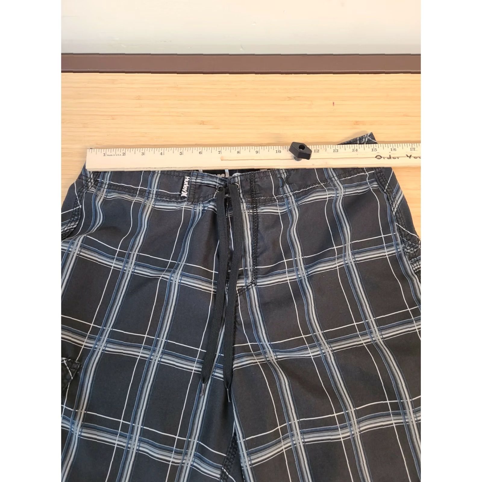 Hurley HURLEY Board Shorts Men's Swim Trunks Gray Plaid Medium M Blue Multicolor Pattern Plaids & Checks Womens? Size US 31 - 4 Thumbnail