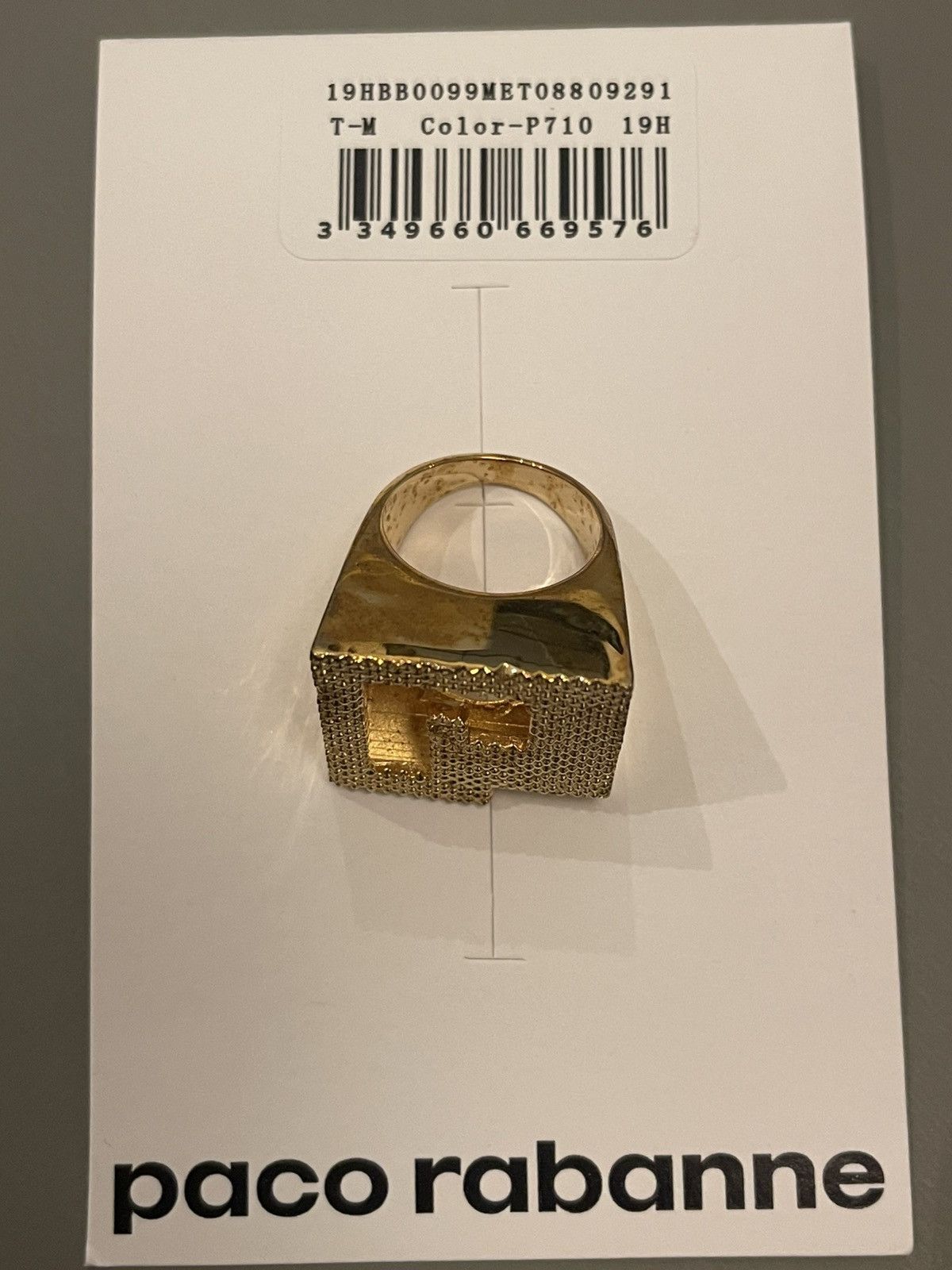 Paco Rabanne Rabanne metallic golden iconic logo ring Size ONE SIZE - 4 Thumbnail