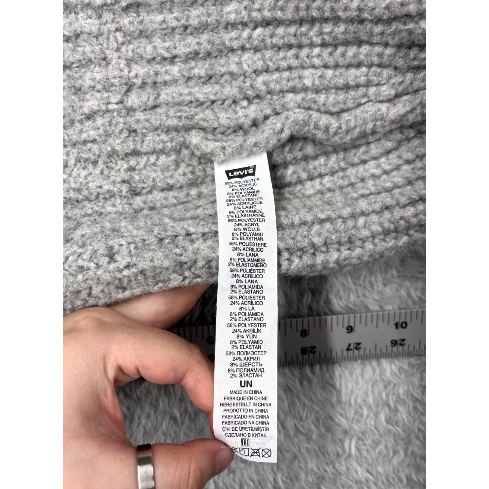 Levi's Levi's Beanie Adult One Size Gray Knit Wool Poly Blend Embroidered Logo Ski Hats Size ONE SIZE - 7 Thumbnail