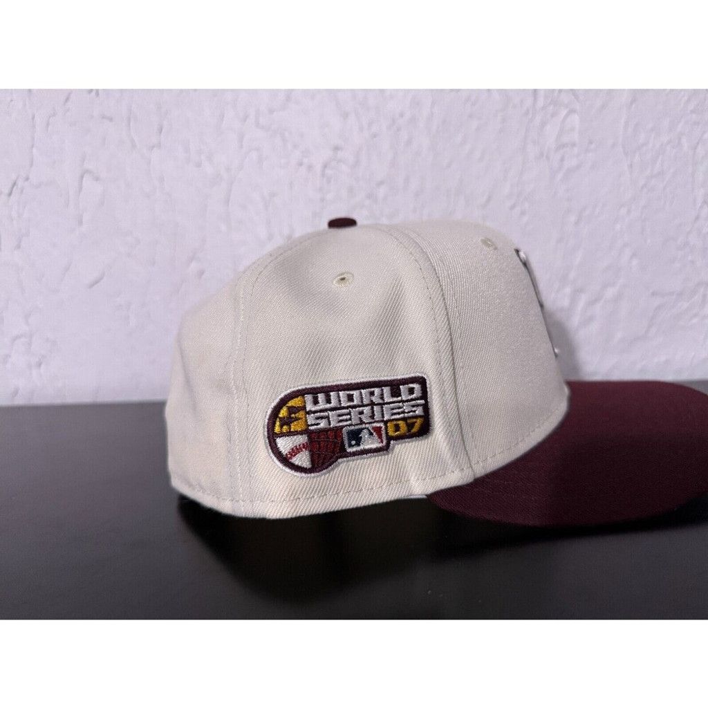 New Era 7 1/4 - Boston Red Sox Fitted Hat - Maroon White - FAM Cap Size ONE SIZE - 3 Thumbnail