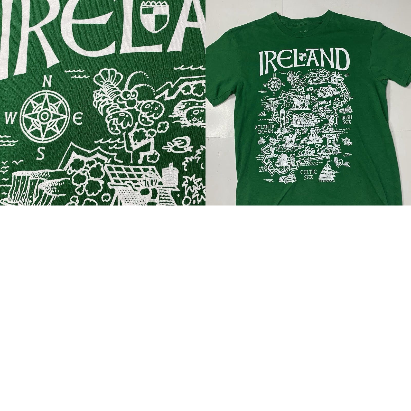 Vintage VINTAGE Ireland T Shirt Fifth Sun Adult Small Map Graphics Of The Irish Green S Size US S / EU 44-46 / 1 - 11 Thumbnail